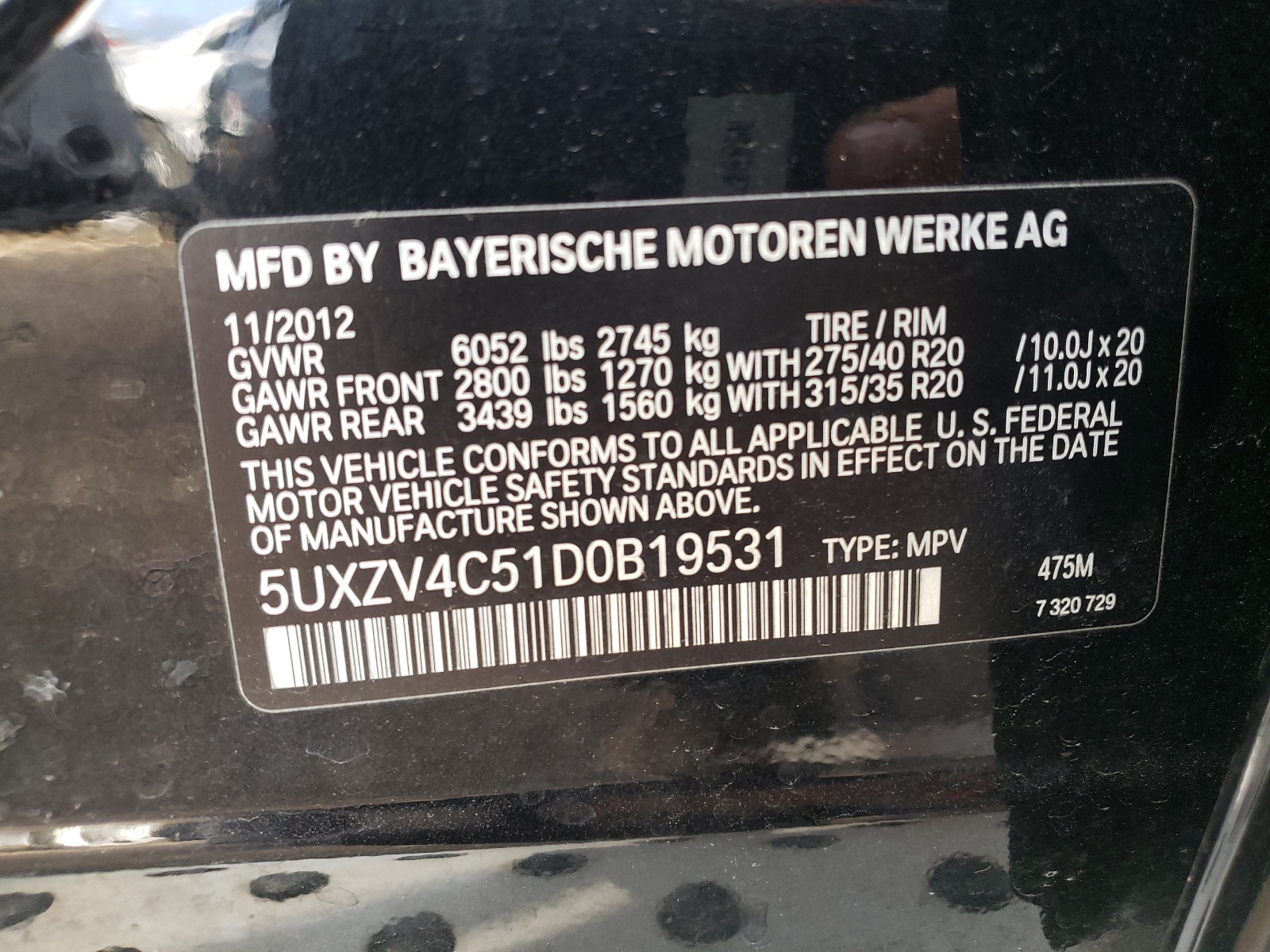 Photo 10 from auction – 2013 BMW X5 XDRIVE3 with VIN 5UXZV4C51D0B19531