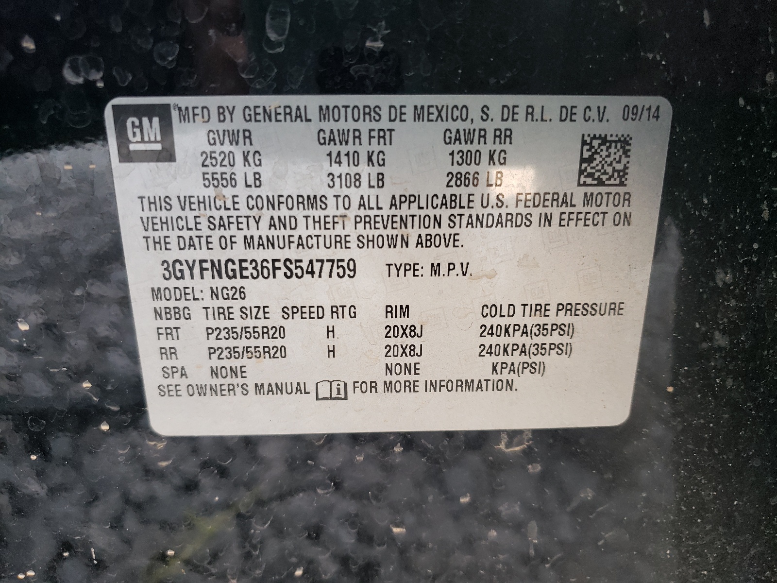 Photo 10 from auction – 2015 CADILLAC SRX PREMIU with VIN 3GYFNGE36FS547759