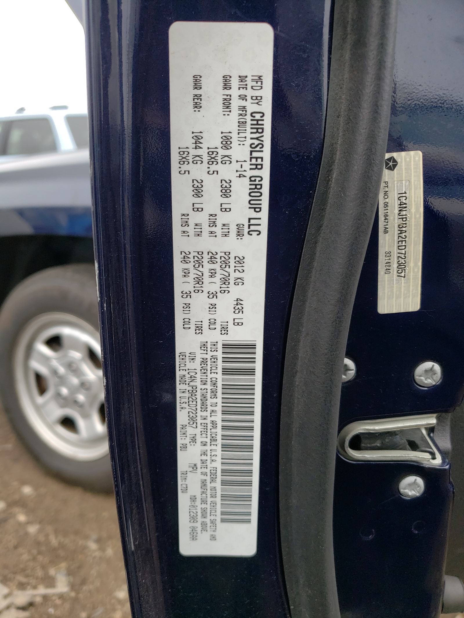 Photo 10 from auction – 2014 JEEP PATRIOT SP with VIN 1C4NJPBA2ED723057