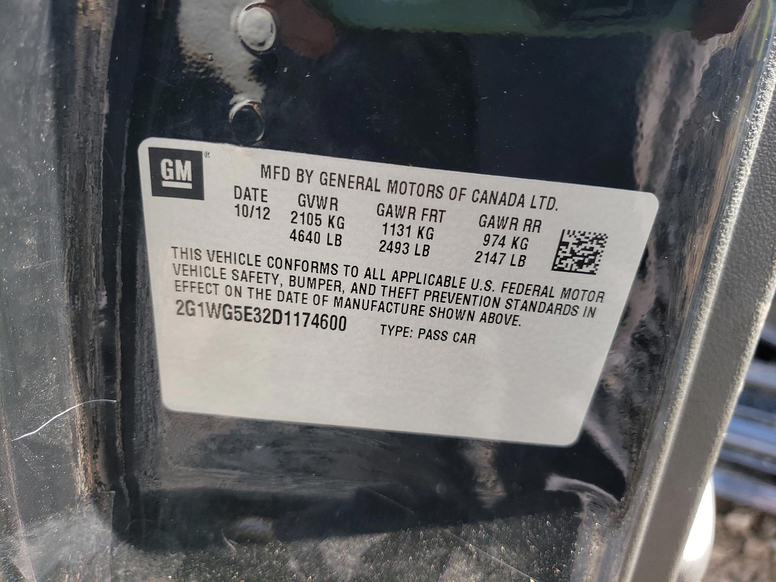 Photo 10 from auction – 2013 CHEVROLET IMPALA LT with VIN 2G1WG5E32D1174600
