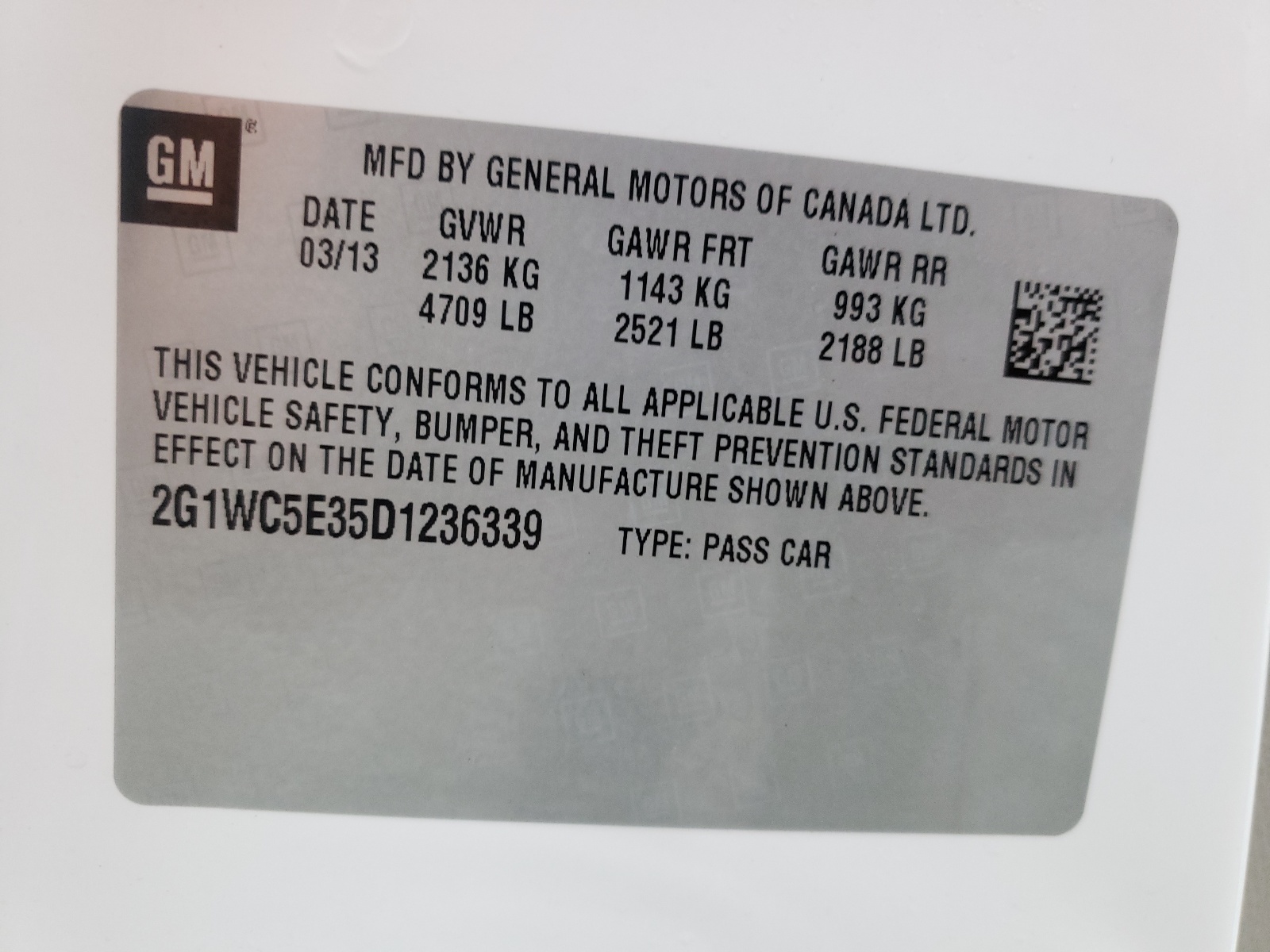 Photo 10 from auction – 2013 CHEVROLET IMPALA LTZ with VIN 2G1WC5E35D1236339