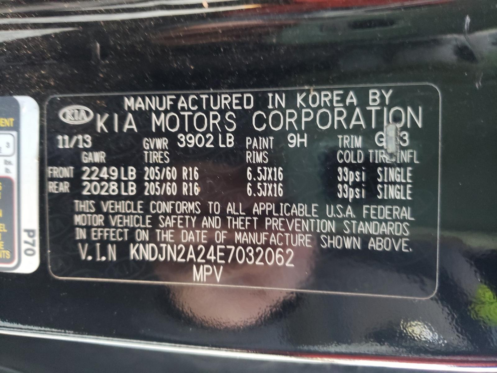 Photo 10 from auction – 2014 KIA SOUL with VIN KNDJN2A24E7032062