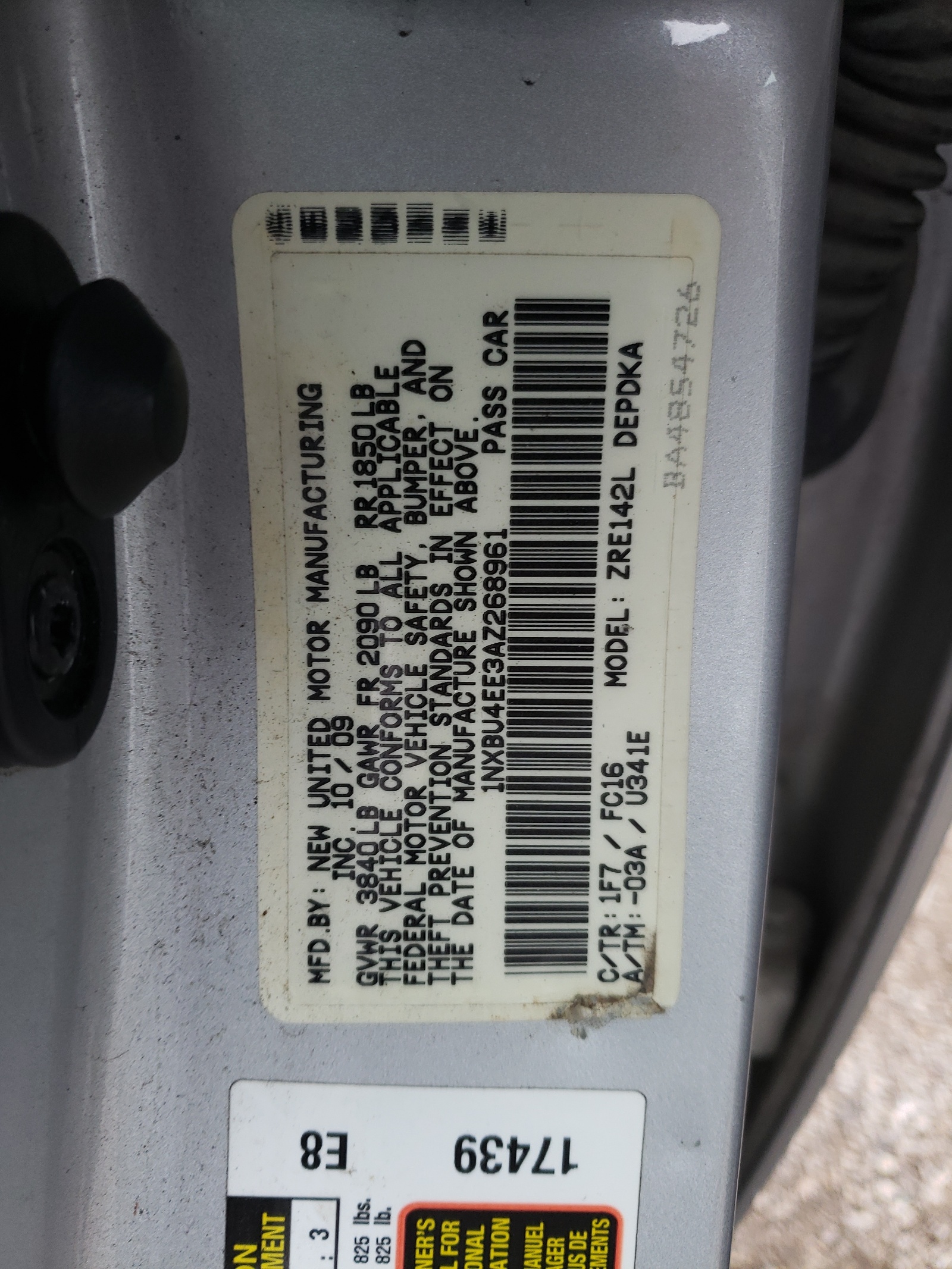 Photo 10 from auction – 2010 TOYOTA COROLLA BA with VIN 1NXBU4EE3AZ268961