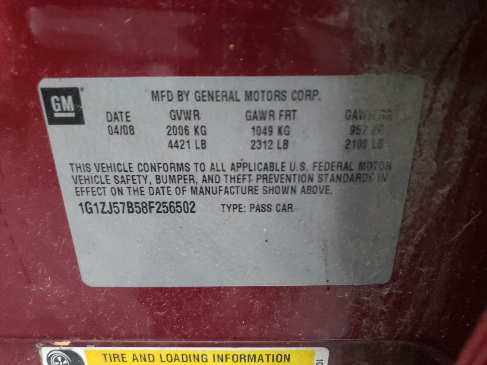 Photo 10 from auction – 2008 CHEVROLET MALIBU with VIN 1G1ZJ57B58F256502