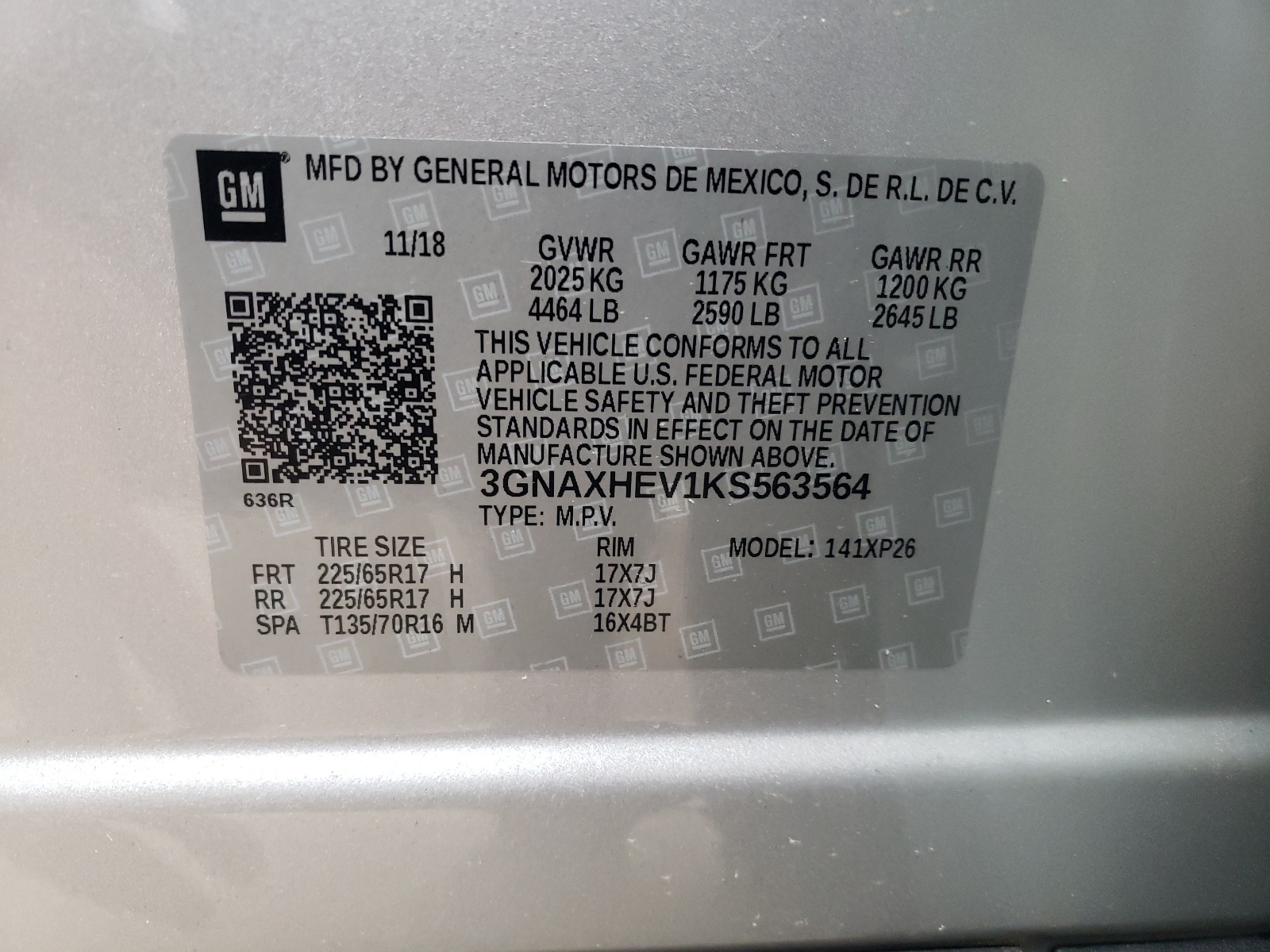 Photo 10 from auction – 2019 CHEVROLET EQUINOX LS with VIN 3GNAXHEV1KS563564