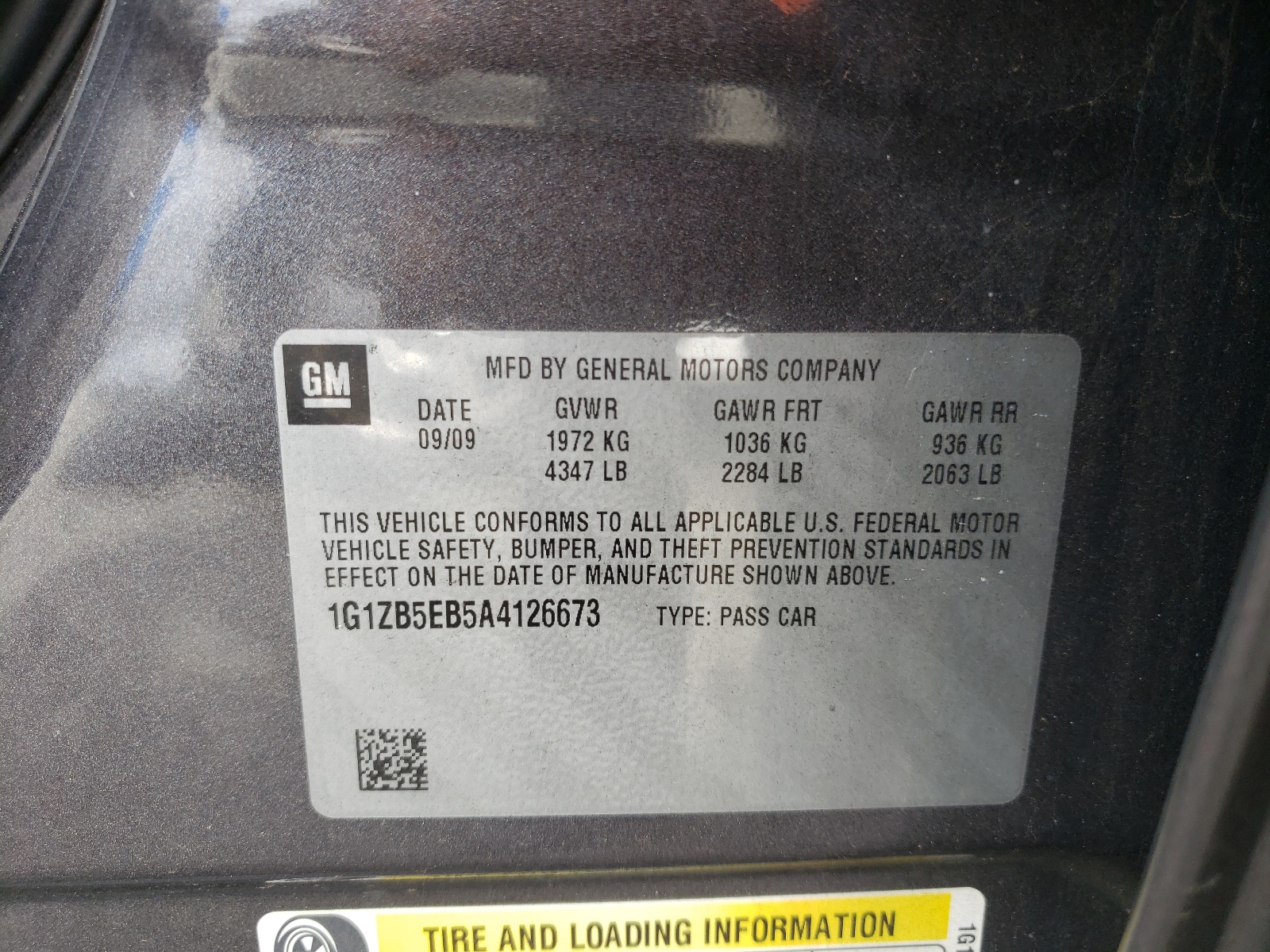 Photo 10 from auction – 2010 CHEVROLET MALIBU LS with VIN 1G1ZB5EB5A4126673