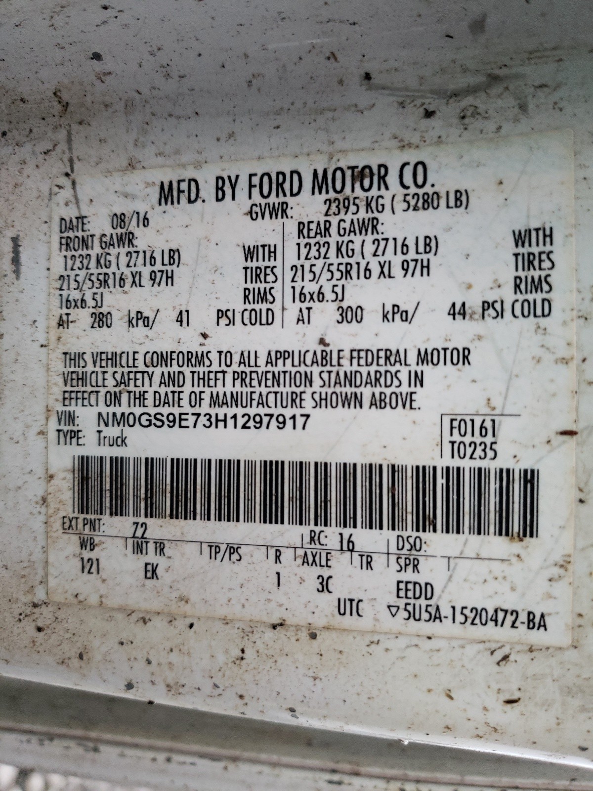 Photo 10 from auction – 2017 FORD TRANSIT CO with VIN NM0GS9E73H1297917