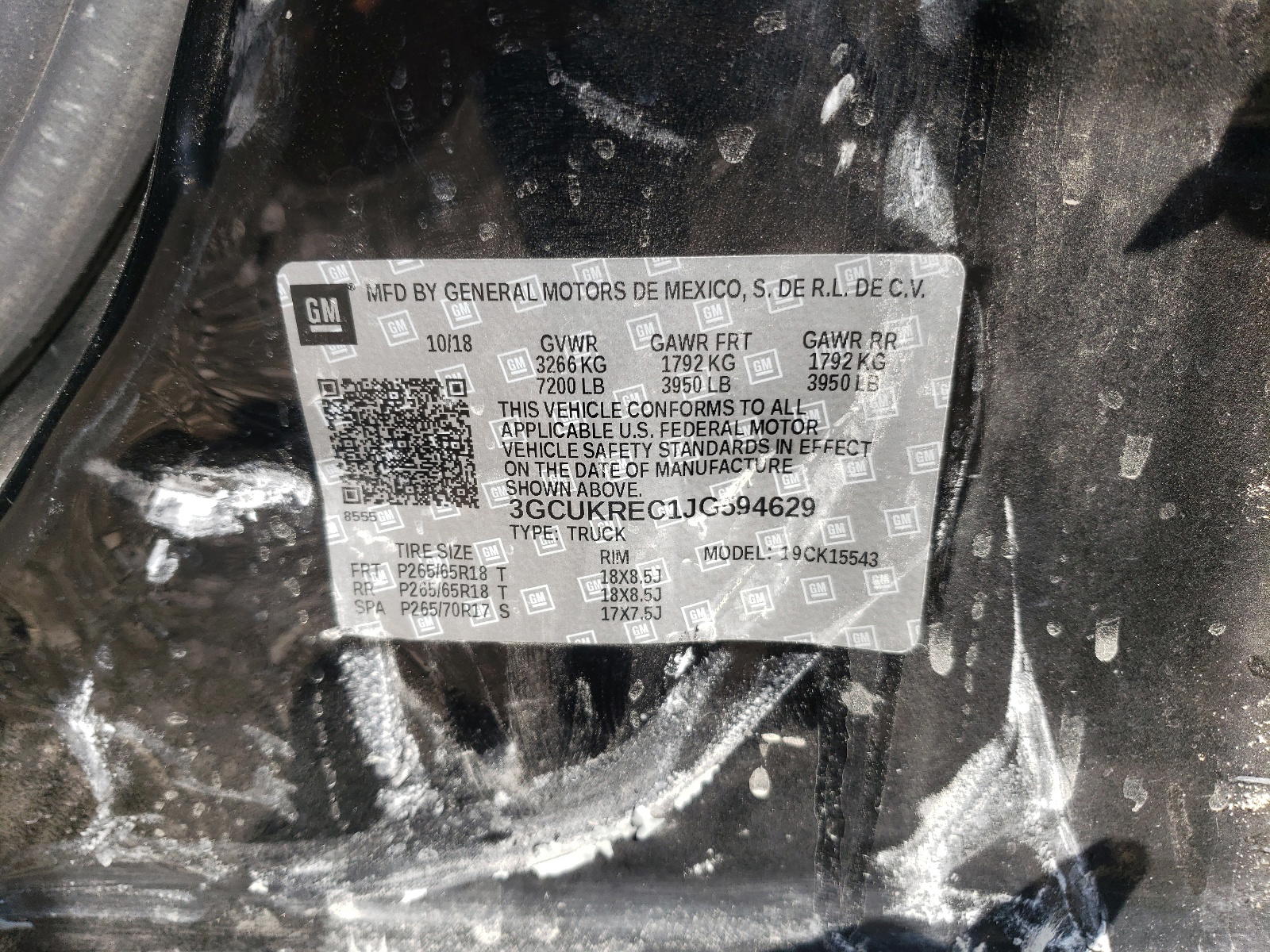 Photo 10 from auction – 2018 CHEVROLET SILVERADO with VIN 3GCUKREC1JG594629