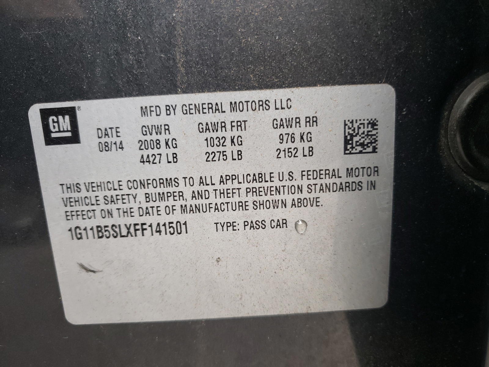 Photo 10 from auction – 2015 CHEVROLET MALIBU LS with VIN 1G11B5SLXFF141501