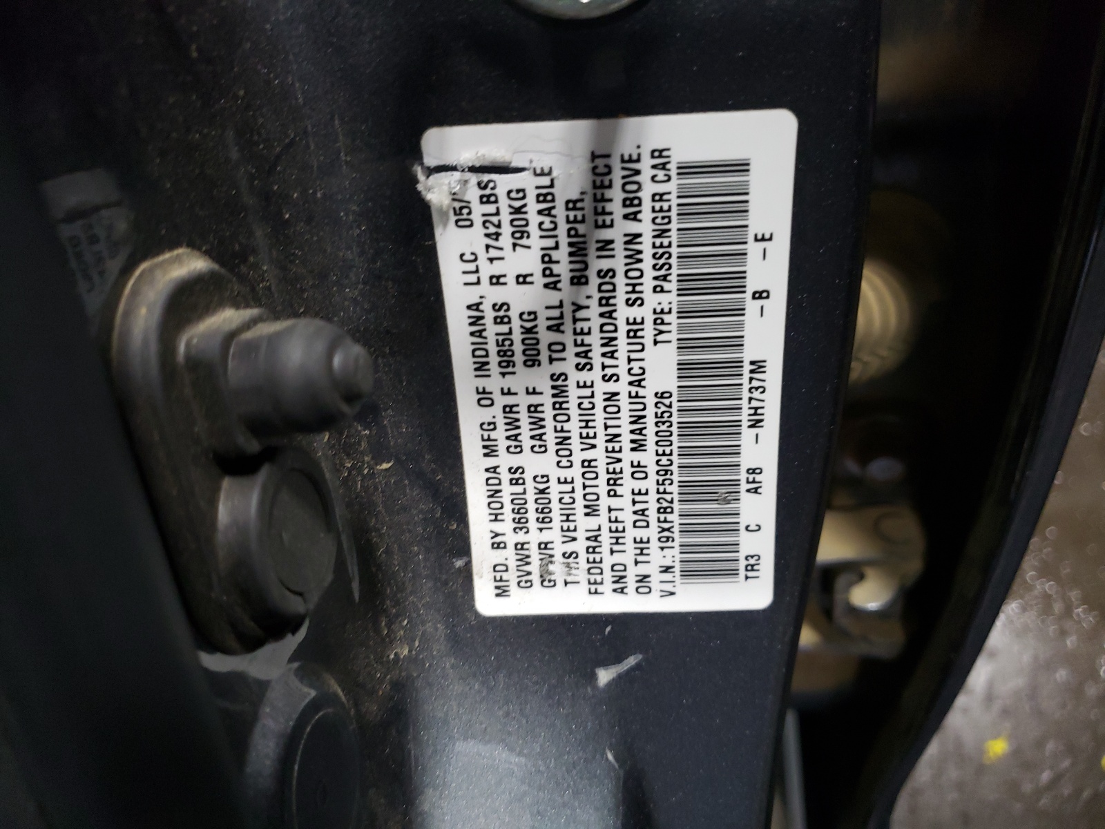 Zdjęcie 10 z aukcji – 2012 HONDA CIVIC LX z VIN 19XFB2F59CE003526