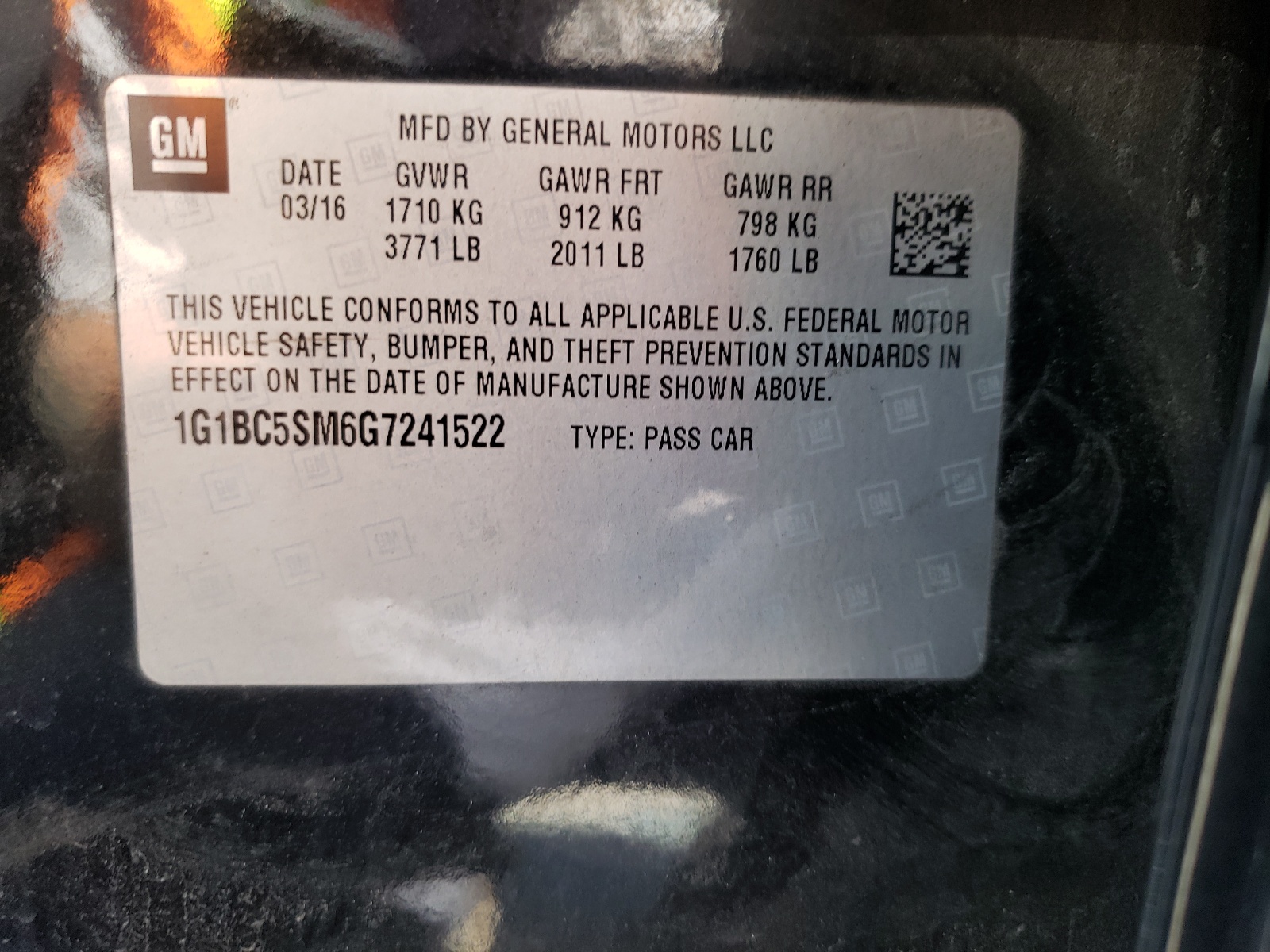 Photo 10 from auction – 2016 CHEVROLET CRUZE LS with VIN 1G1BC5SM6G7241522