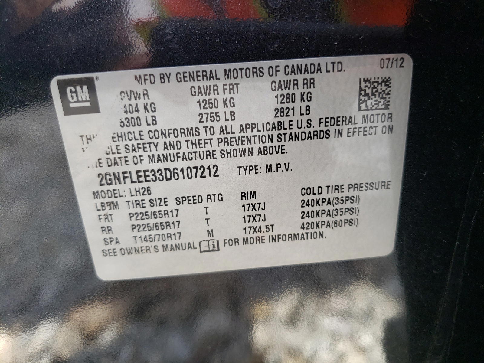 Photo 10 from auction – 2013 CHEVROLET EQUINOX LT with VIN 2GNFLEE33D6107212