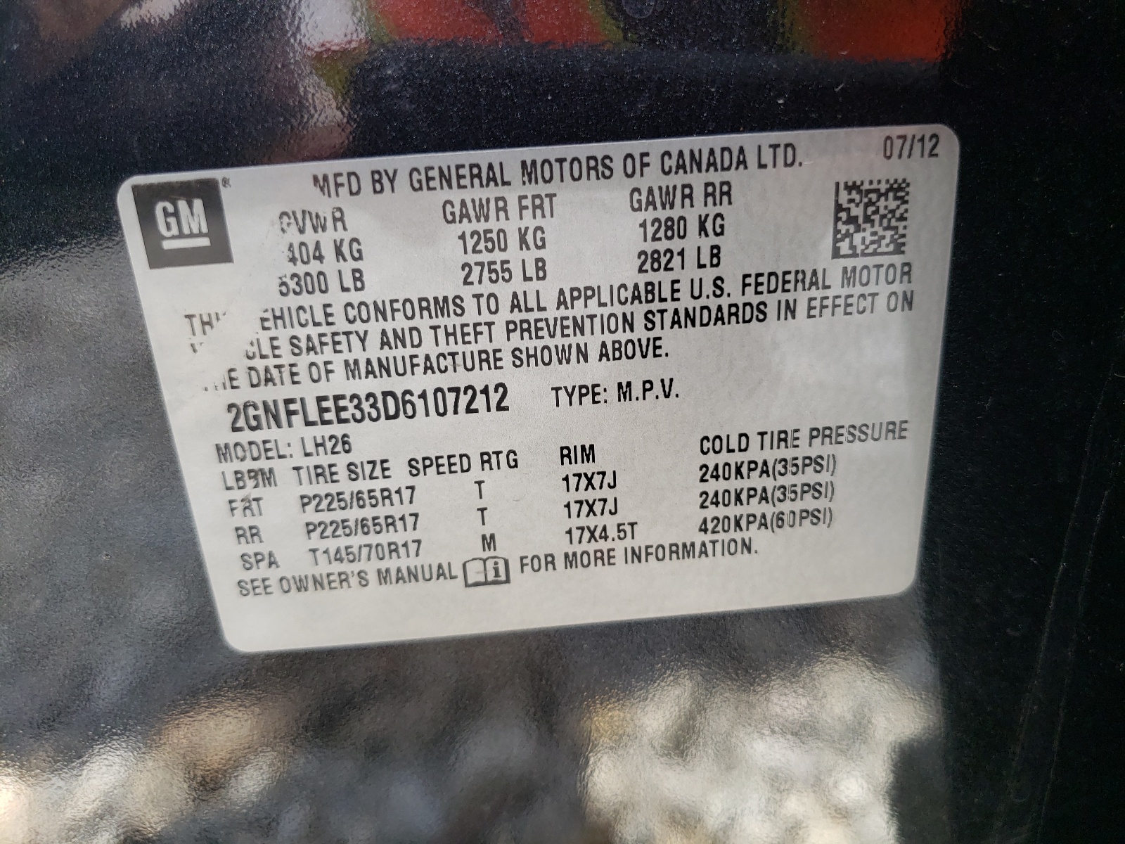 Zdjęcie 10 z aukcji – 2013 CHEVROLET EQUINOX LT z VIN 2GNFLEE33D6107212