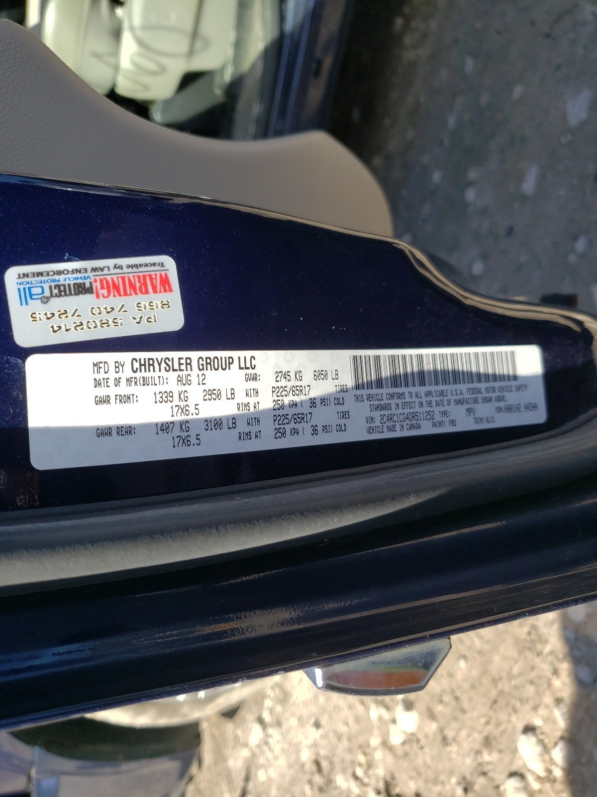 Photo 10 from auction – 2013 CHRYSLER TOWN & COU with VIN 2C4RC1CG4DR511252