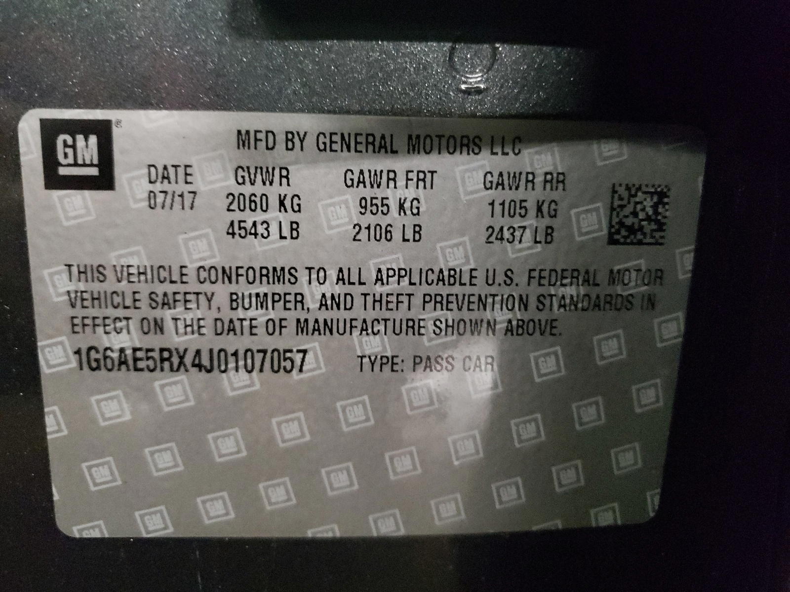 Photo 10 from auction – 2018 CADILLAC SRX with VIN 1G6AE5RX4J0107057