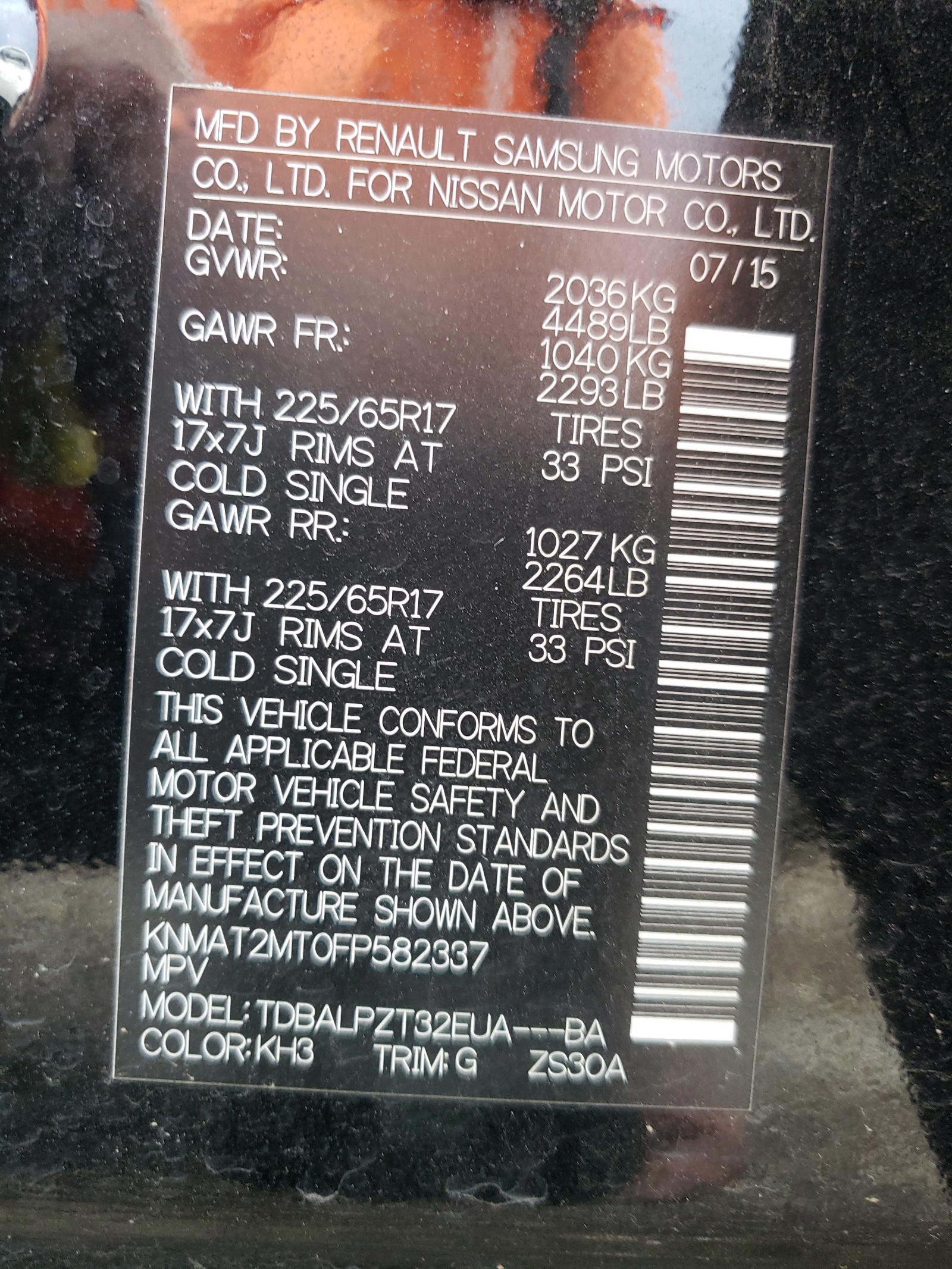 Photo 10 from auction – 2015 NISSAN ROGUE S with VIN KNMAT2MT0FP582337