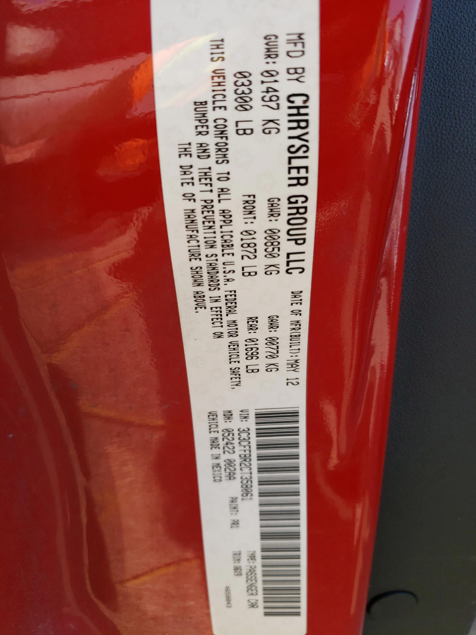 Photo 10 from auction – 2012 FIAT 500 SPORT with VIN 3C3CFFBR2CT358061
