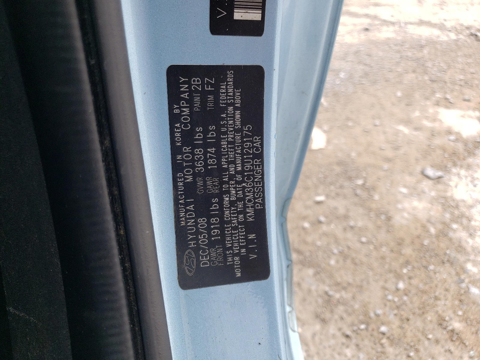 Photo 15 from auction – 2009 HYUNDAI ACCENT GS with VIN KMHCM36C19U129175