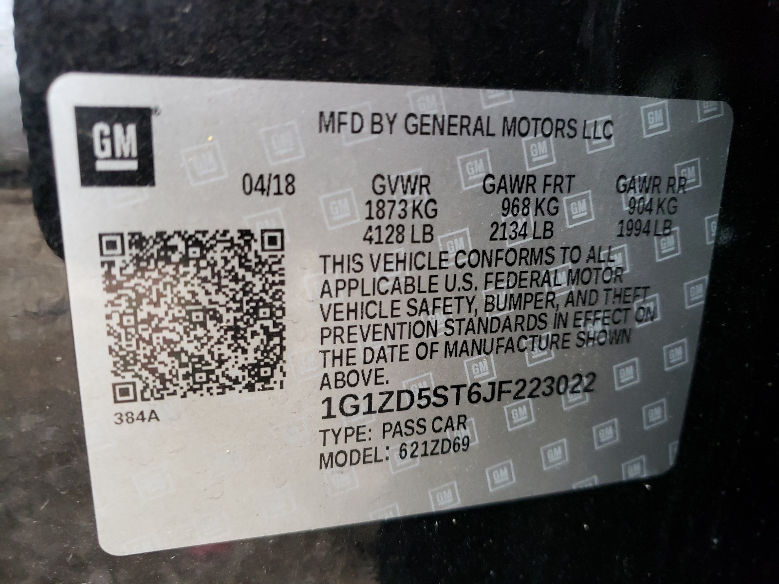 Photo 10 from auction – 2018 CHEVROLET MALIBU LT with VIN 1G1ZD5ST6JF223022