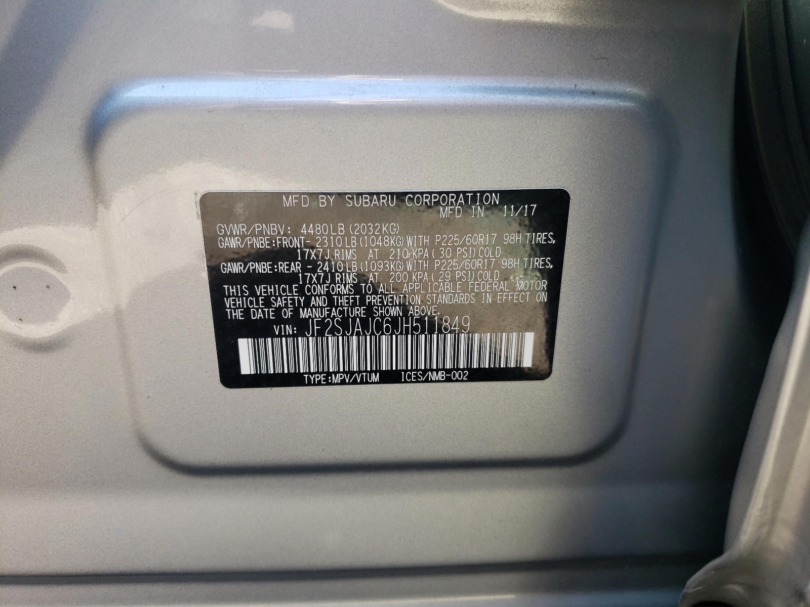Photo 10 from auction – 2018 SUBARU FORESTER 2 with VIN JF2SJAJC6JH511849