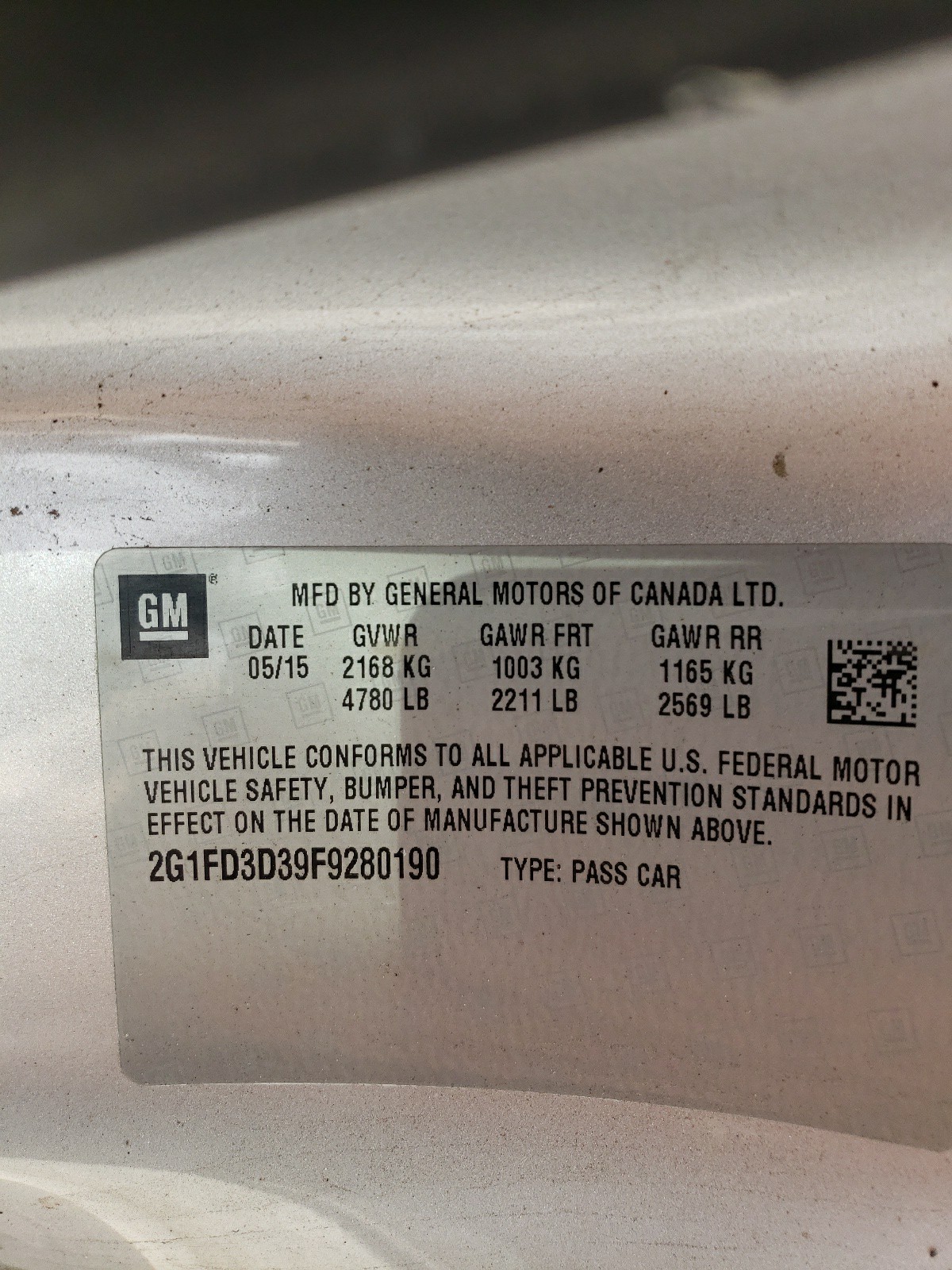 Zdjęcie 10 z aukcji – 2015 CHEVROLET CAMARO LT z VIN 2G1FD3D39F9280190