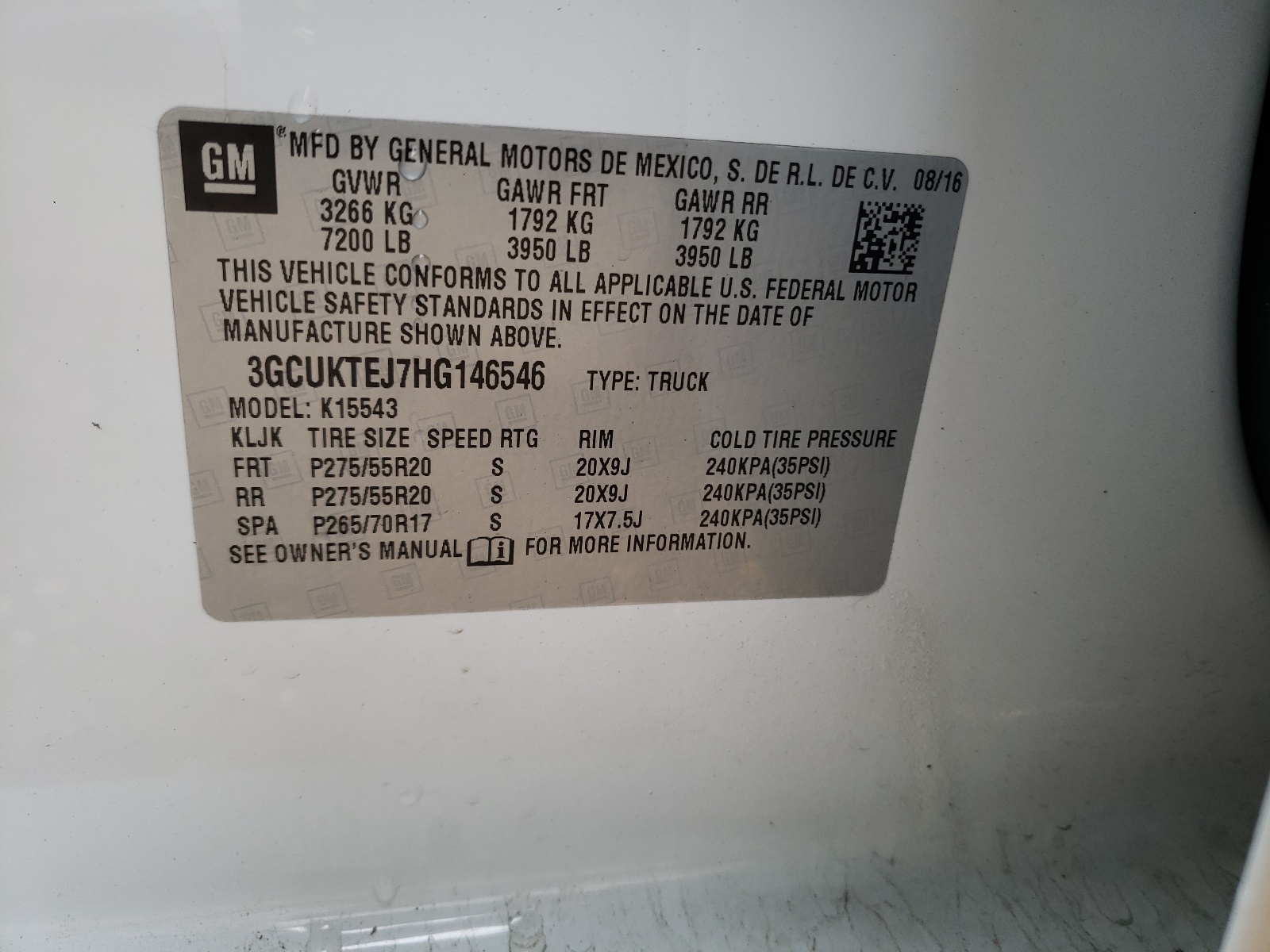 Photo 10 from auction – 2017 CHEVROLET SILVERADO with VIN 3GCUKTEJ7HG146546