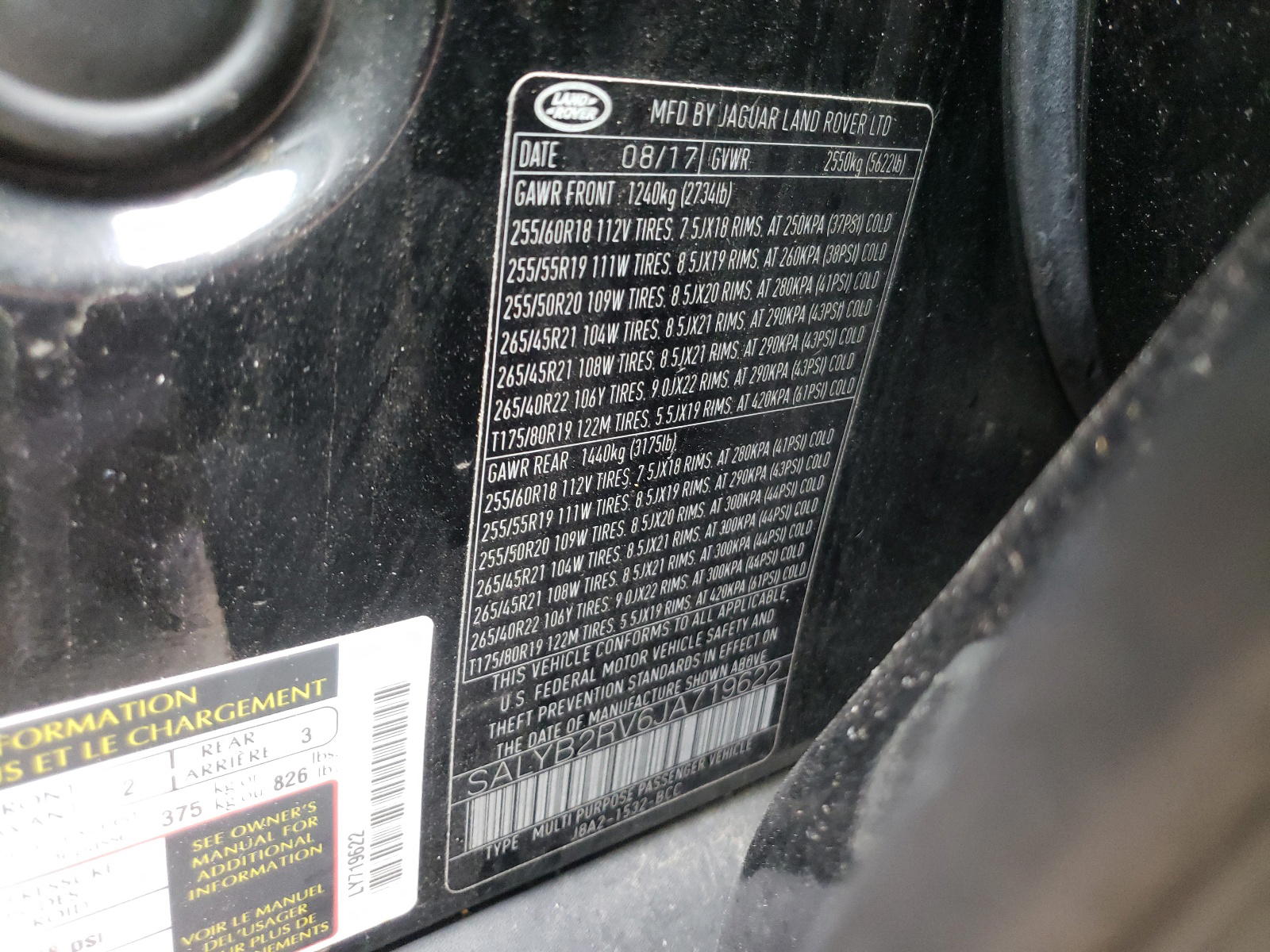 Photo 10 from auction – 2018 LAND ROVER RANGE ROVE with VIN SALYB2RV6JA719622