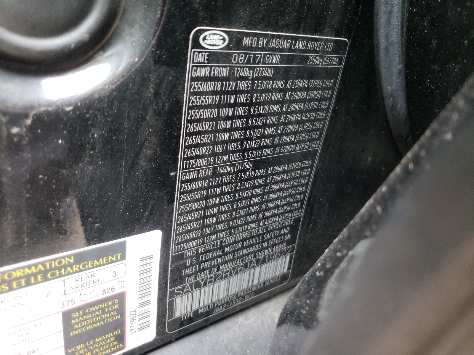Foto 10 de la subasta – 2018 LAND ROVER RANGE ROVE con VIN SALYB2RV6JA719622