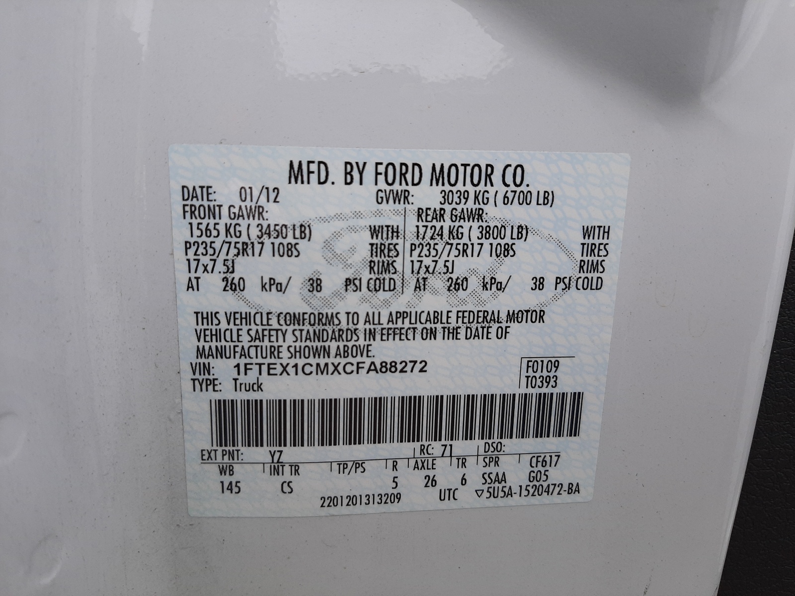 Фото 10 с аукциона – 2012 FORD F150 с VIN 1FTEX1CMXCFA88272