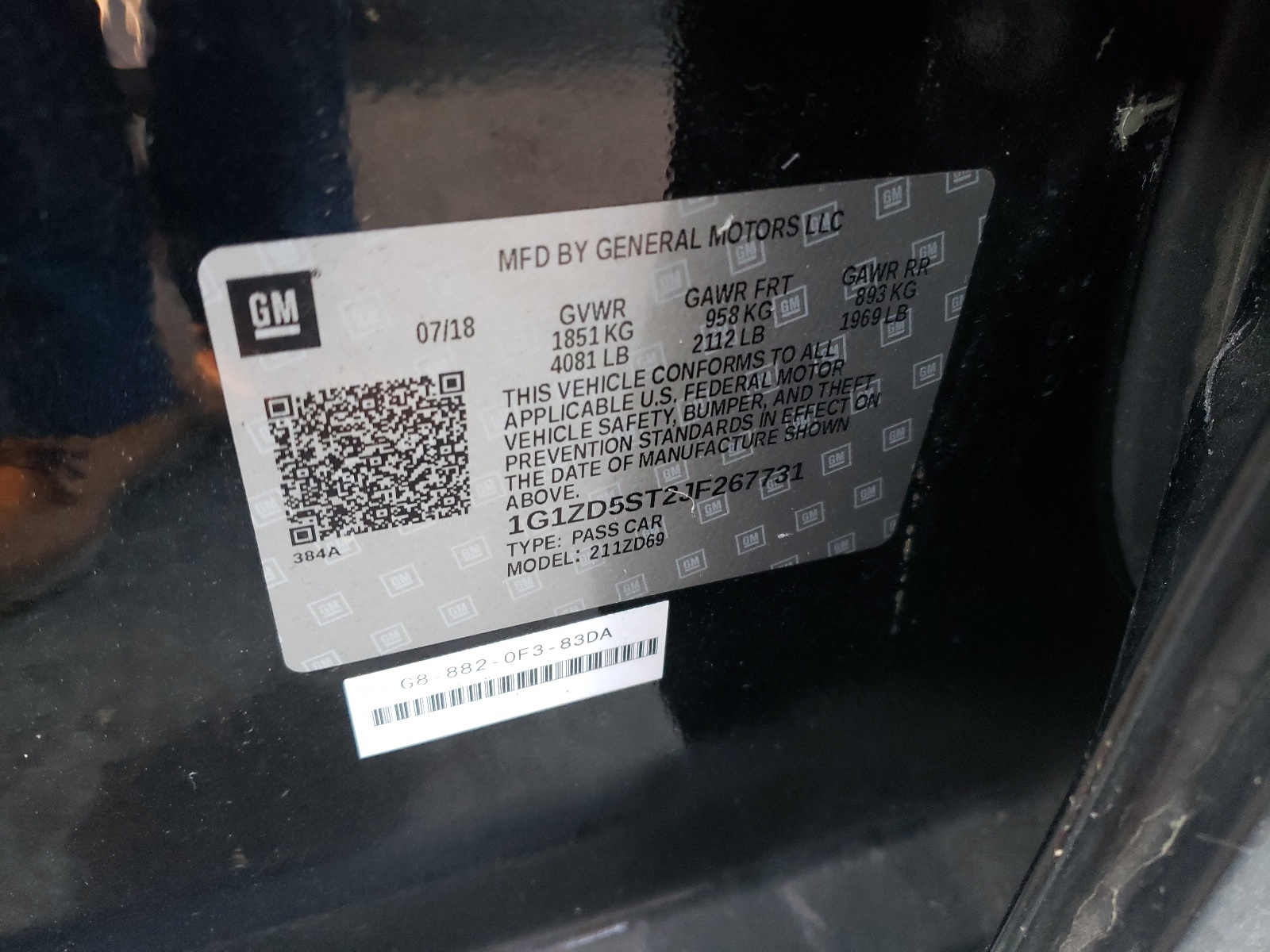 Photo 10 from auction – 2018 CHEVROLET MALIBU LT with VIN 1G1ZD5ST2JF267731
