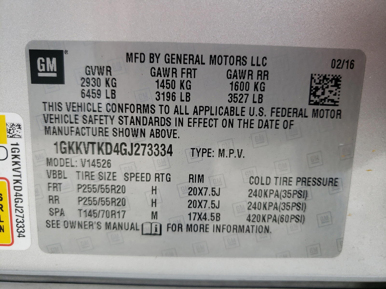 Photo 10 from auction – 2016 GMC ACADIA DEN with VIN 1GKKVTKD4GJ273334