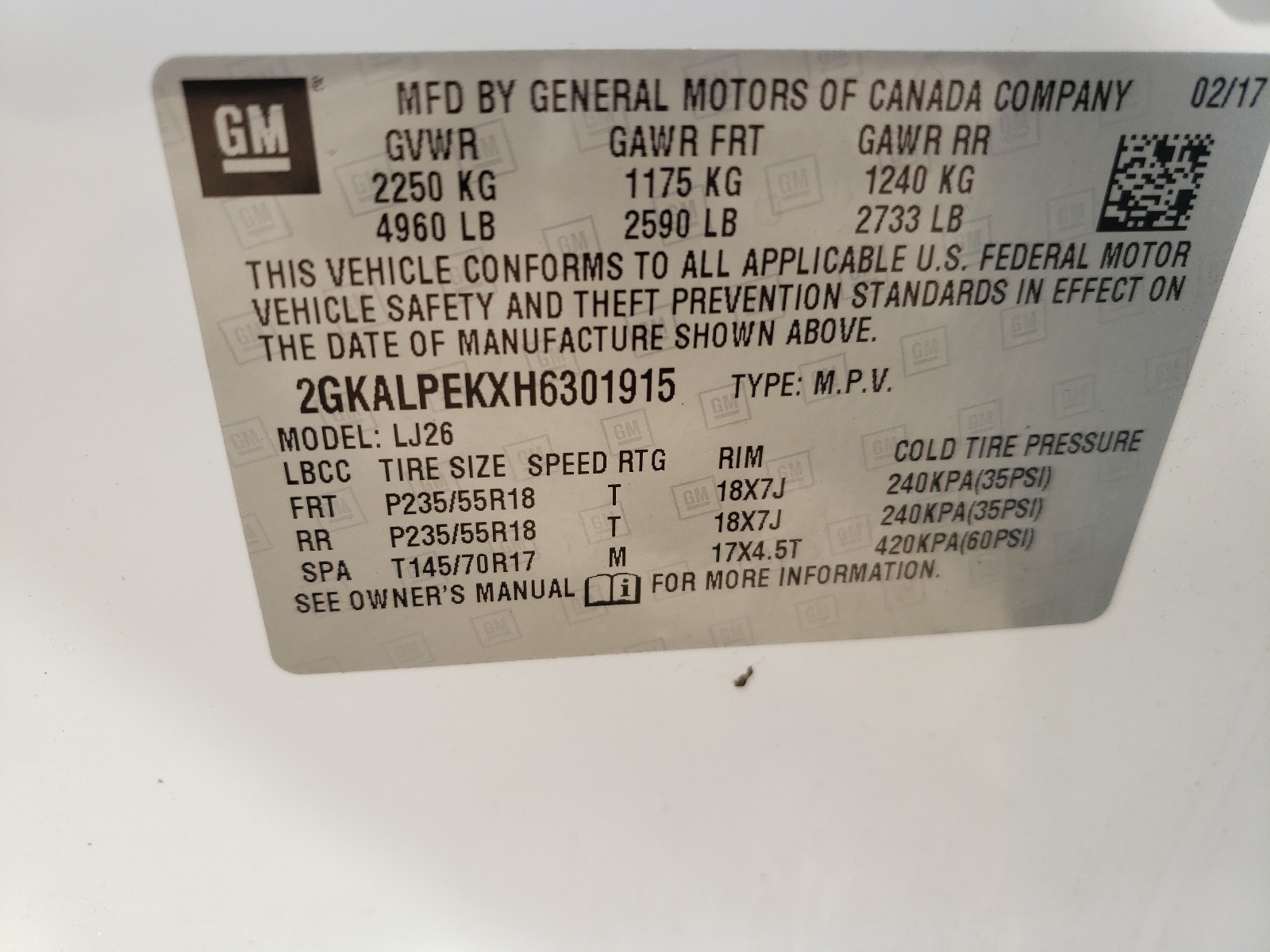 Photo 10 from auction – 2017 GMC TERRAIN SL with VIN 2GKALPEKXH6301915