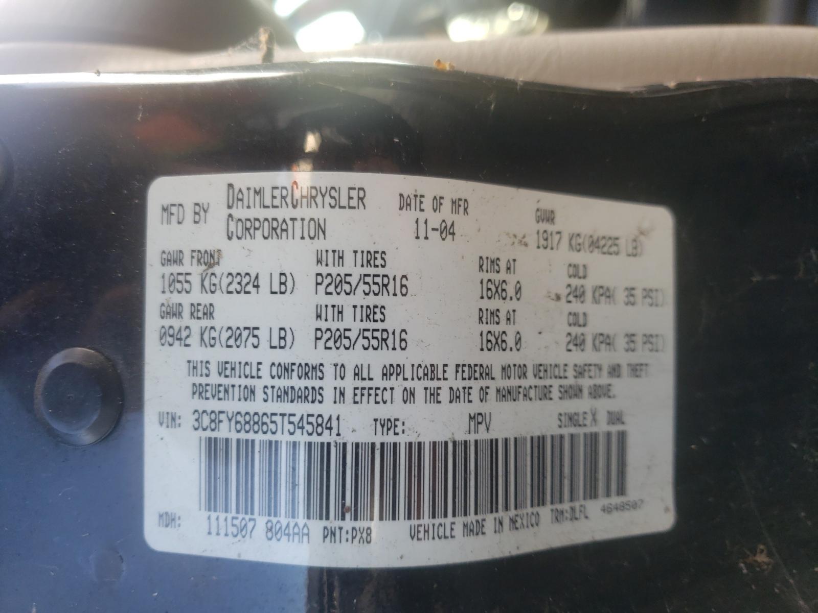Photo 10 from auction – 2005 CHRYSLER PT CRUISER with VIN 3C8FY68865T545841