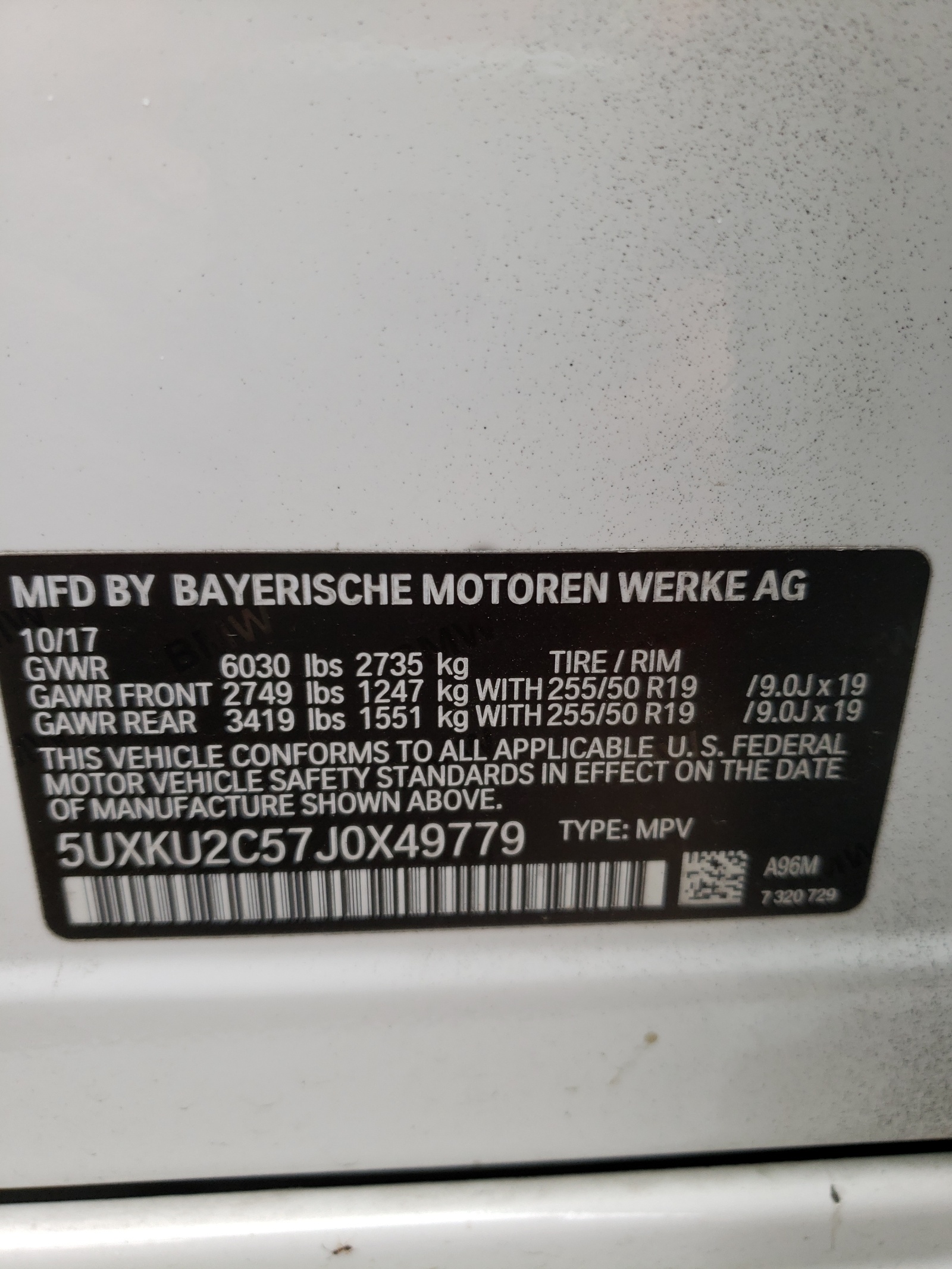 Photo 10 from auction – 2018 BMW X6 XDRIVE3 with VIN 5UXKU2C57J0X49779