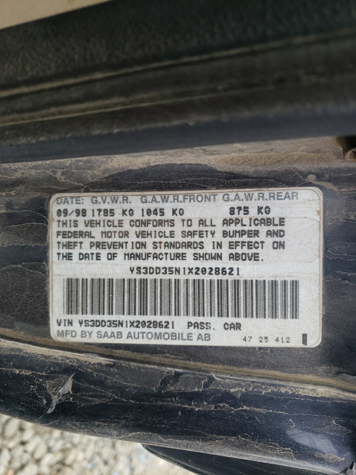 Photo 10 from auction – 1999 SAAB 9-3 S with VIN YS3DD35N1X2028621
