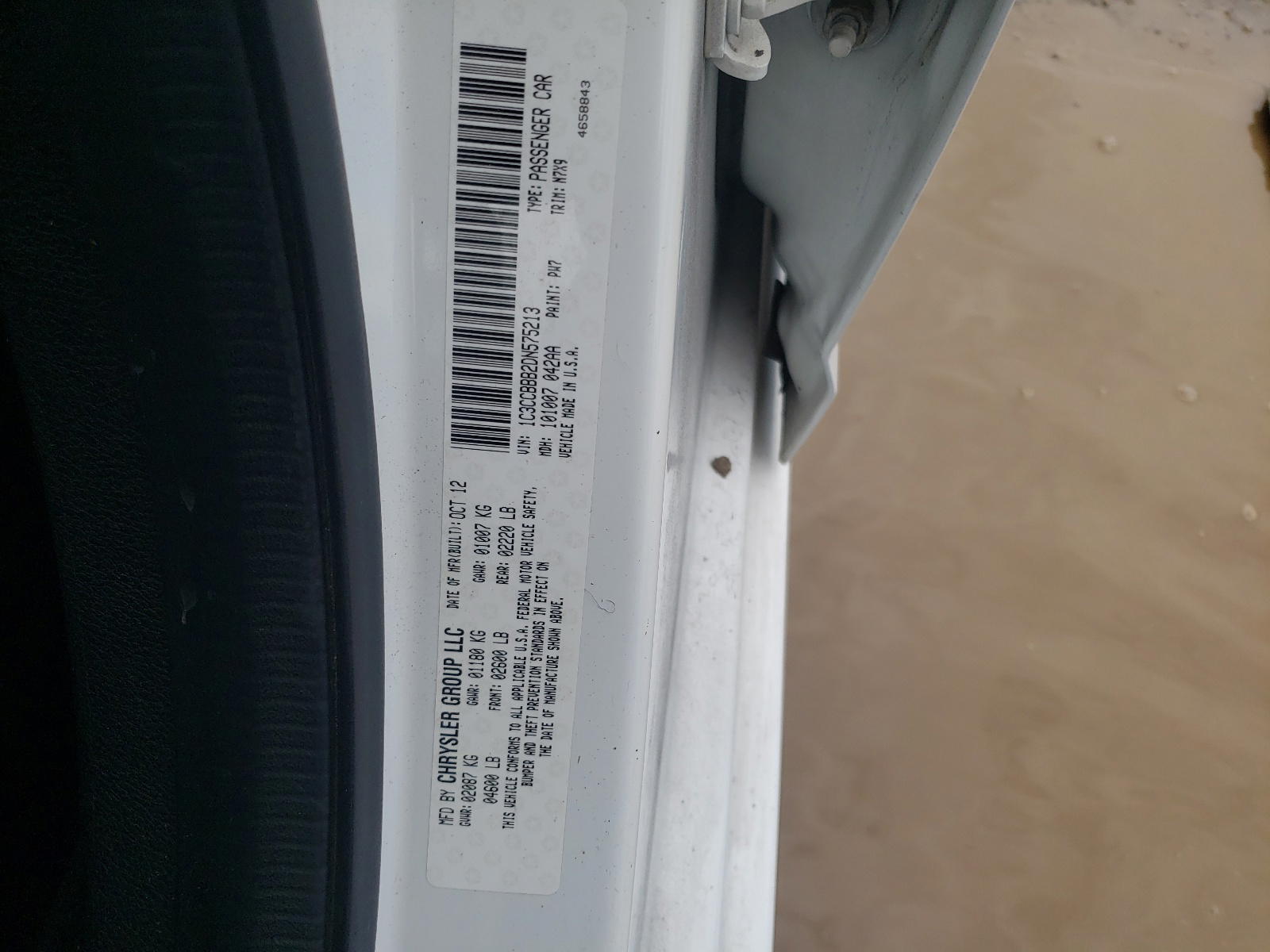 Photo 10 from auction – 2013 CHRYSLER 200 TOURIN with VIN 1C3CCBBB2DN575213