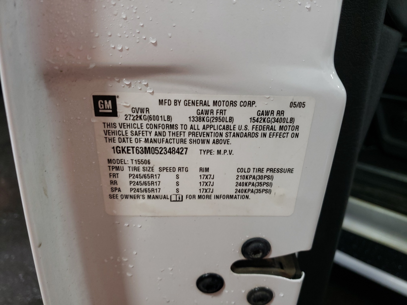 Zdjęcie 10 z aukcji – 2005 GMC ENVOY DENA z VIN 1GKET63M052348427