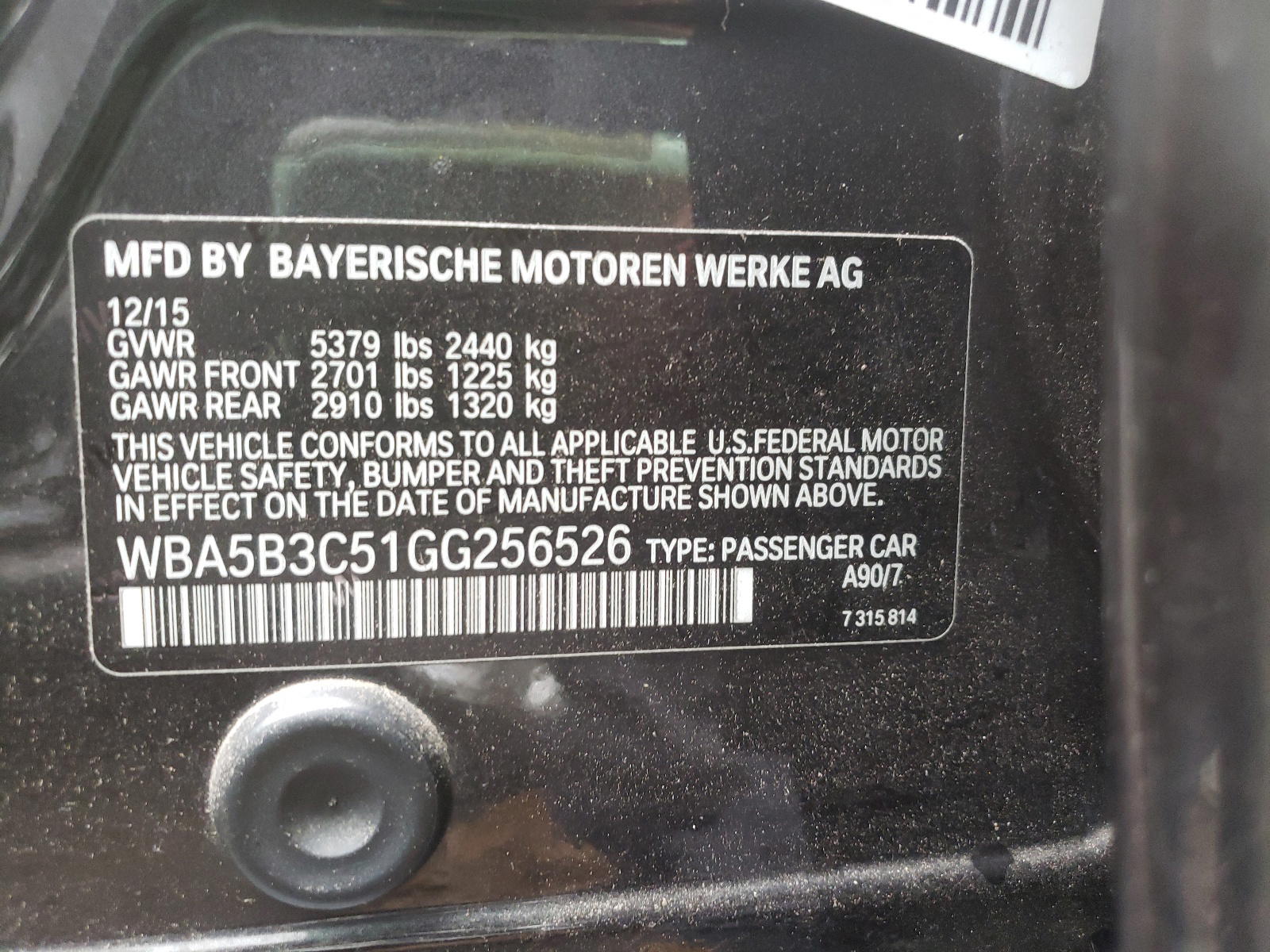 Photo 10 from auction – 2016 BMW 535 XI with VIN WBA5B3C51GG256526
