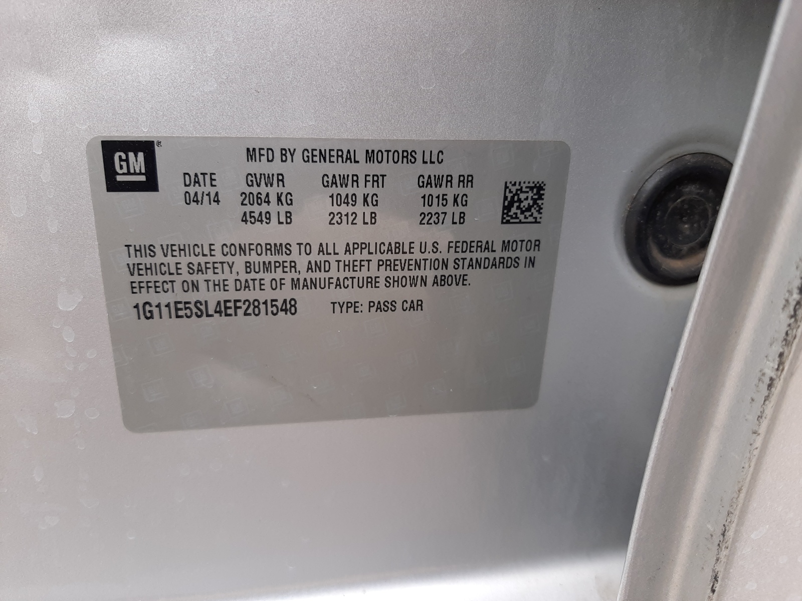 Photo 10 from auction – 2014 CHEVROLET MALIBU 2LT with VIN 1G11E5SLAEF281548