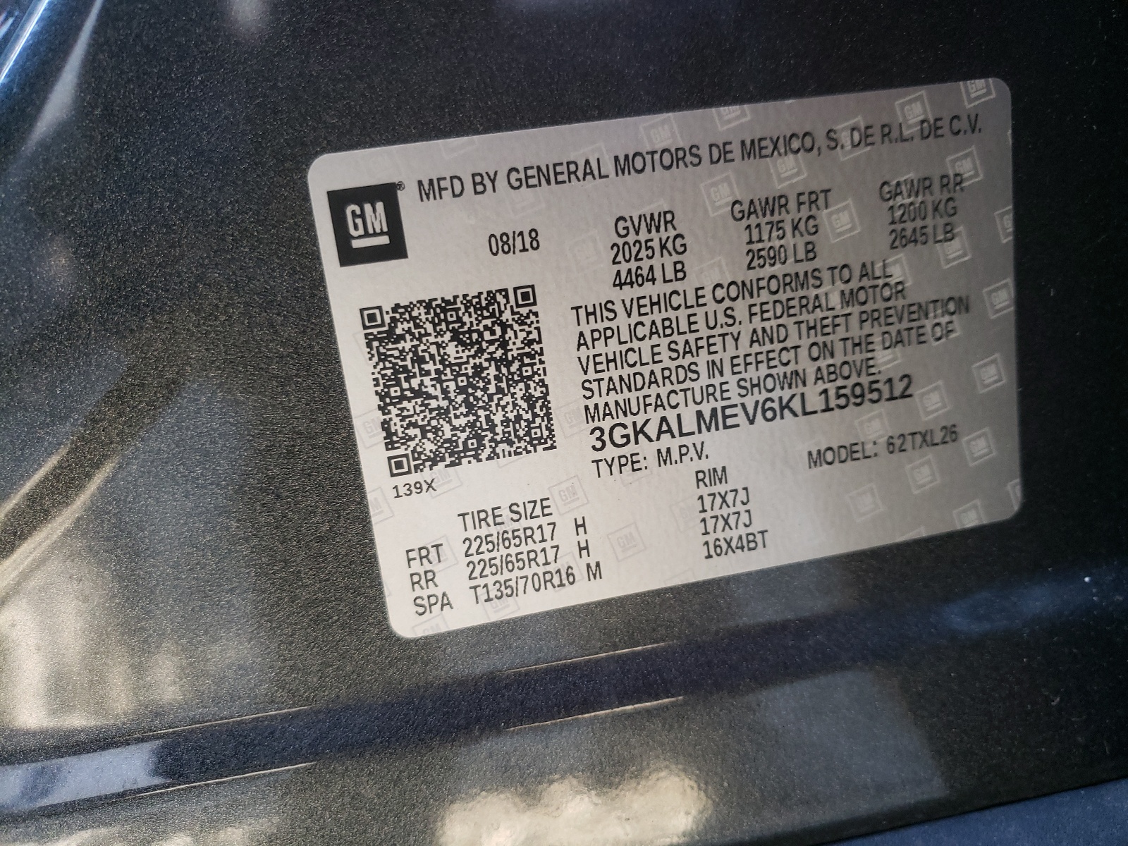 Photo 10 from auction – 2019 GMC TERRAIN SL with VIN 3GKALMEV6KL159512