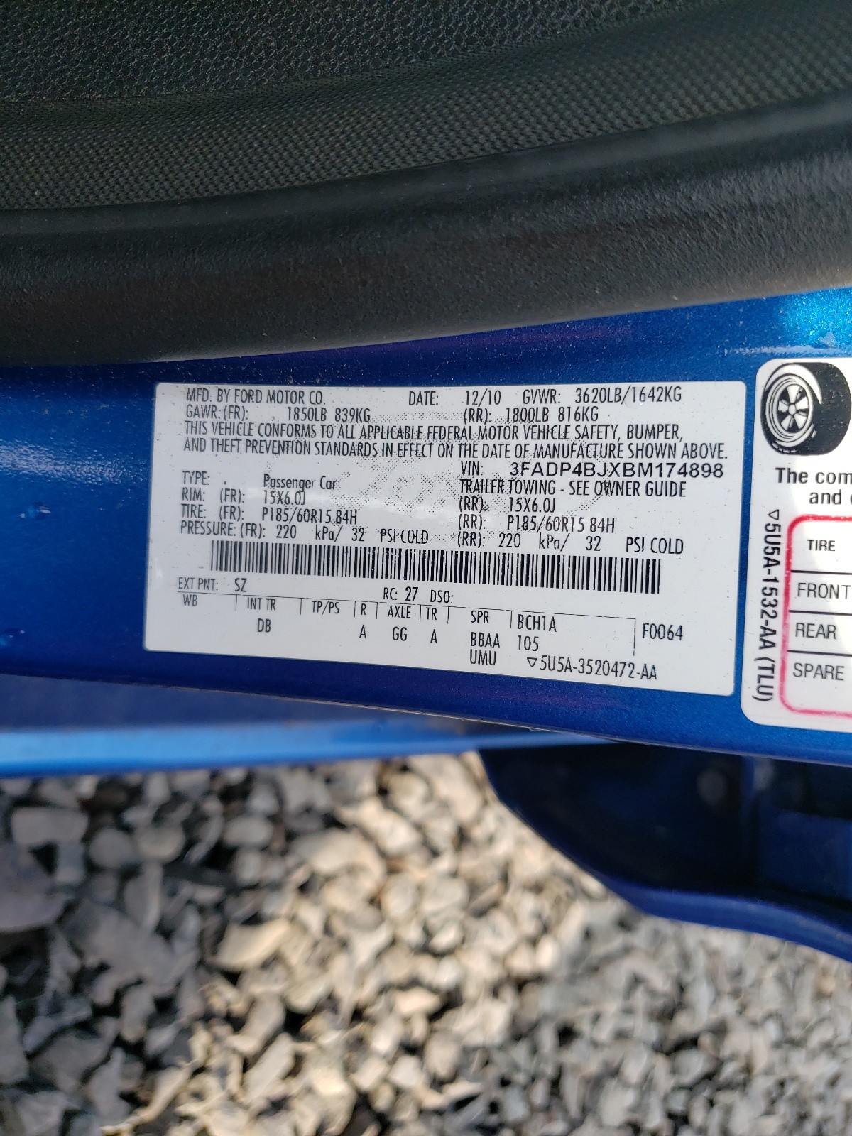 Photo 10 from auction – 2011 FORD FIESTA SE with VIN 3FADP4BJXBM174898