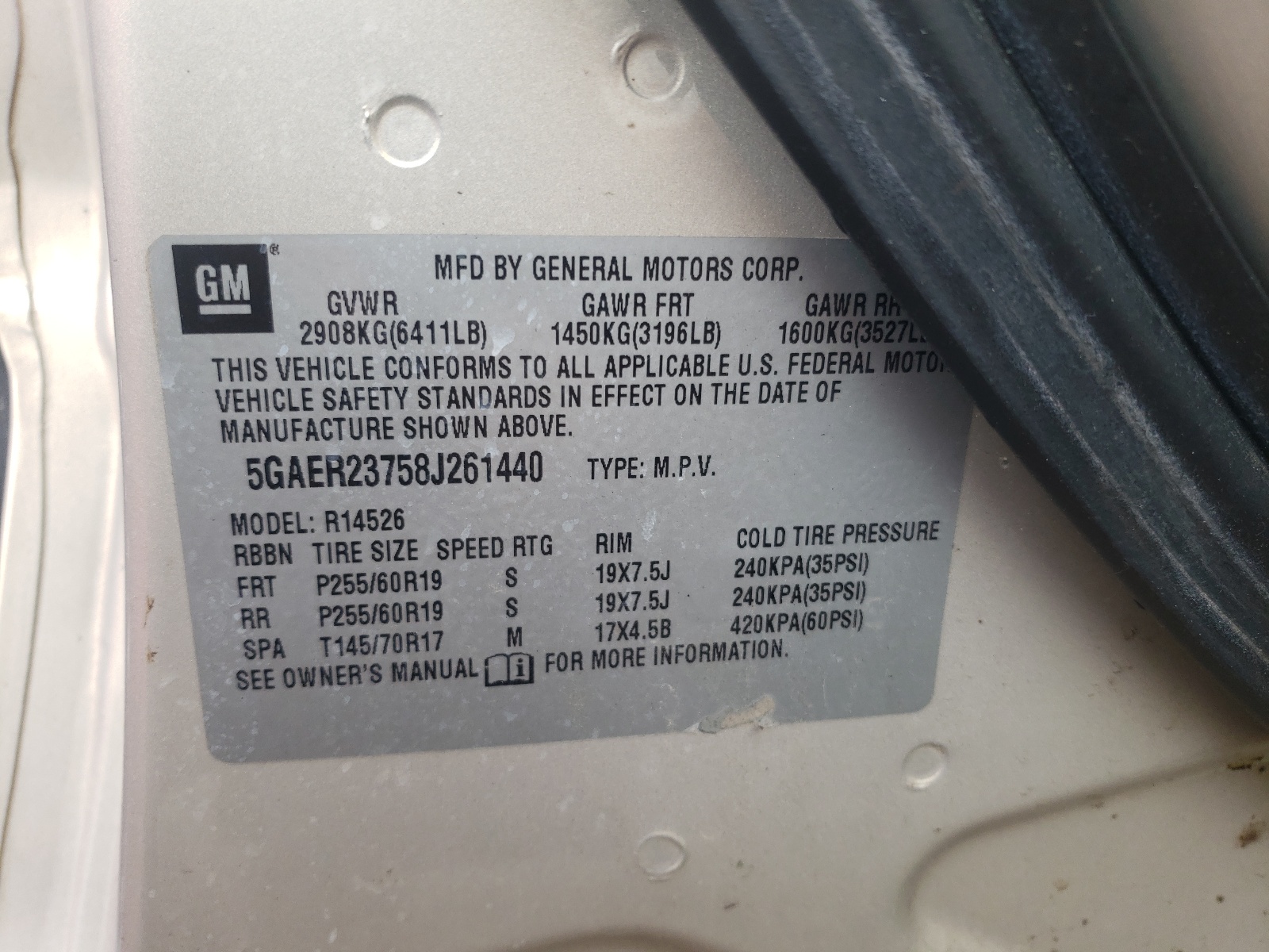 Фото 10 с аукциона – 2008 BUICK ENCLAVE CX с VIN 5GAER23758J261440