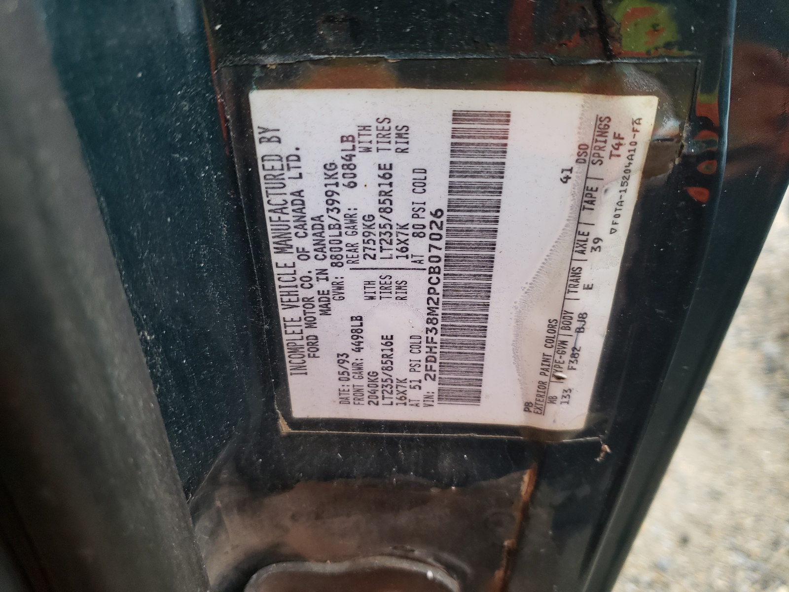 Photo 10 from auction – 1999 FORD F350 SUPER with VIN 2FDHF38M2PCB07026