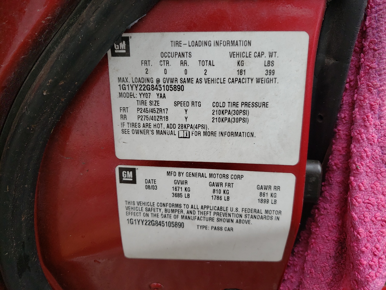 Photo 10 from auction – 2004 CHEVROLET CORVETTE with VIN 1G1YY22G845105890