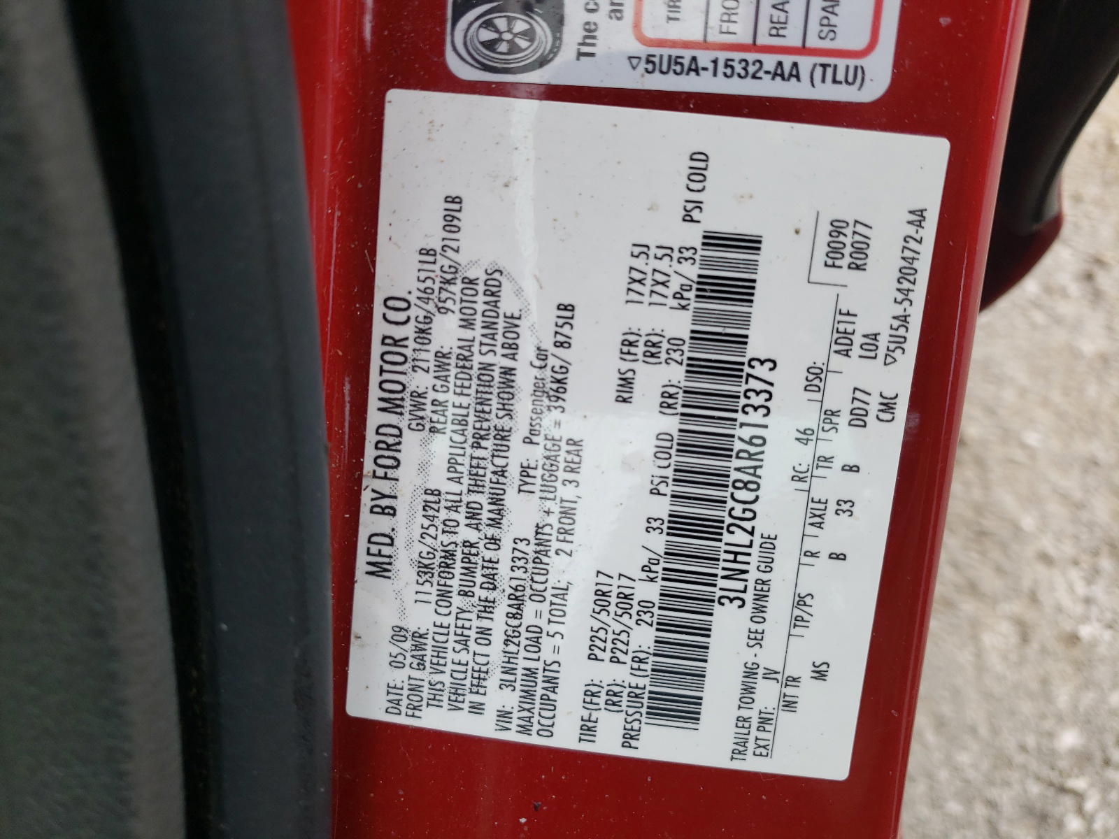Photo 10 from auction – 2010 LINCOLN MKZ with VIN 3LNHL2GC8AR613373