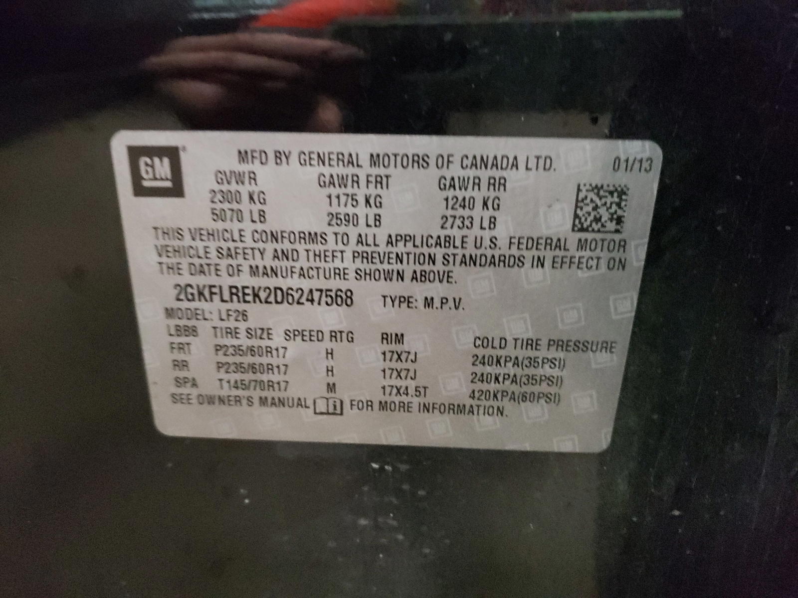 Photo 10 from auction – 2013 GMC TERRAIN SL with VIN 2GKFLREK2D6247568