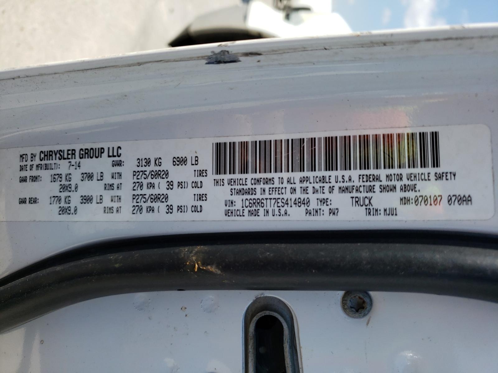 Photo 10 from auction – 2014 RAM 1500 SLT with VIN 1C6RR6TT7ES414840