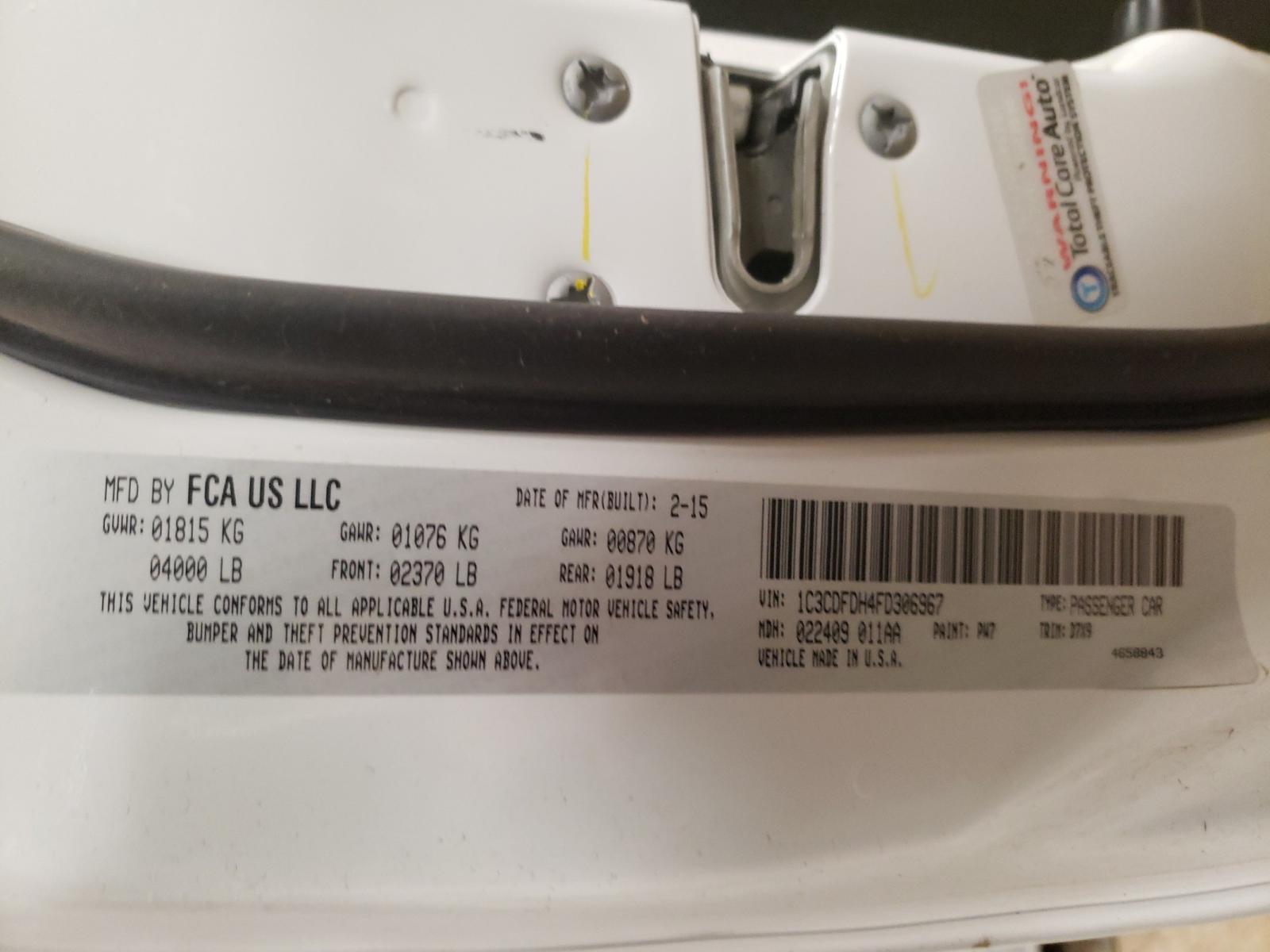 Photo 10 from auction – 2015 DODGE DART SE AE with VIN 1C3CDFDH4FD306967