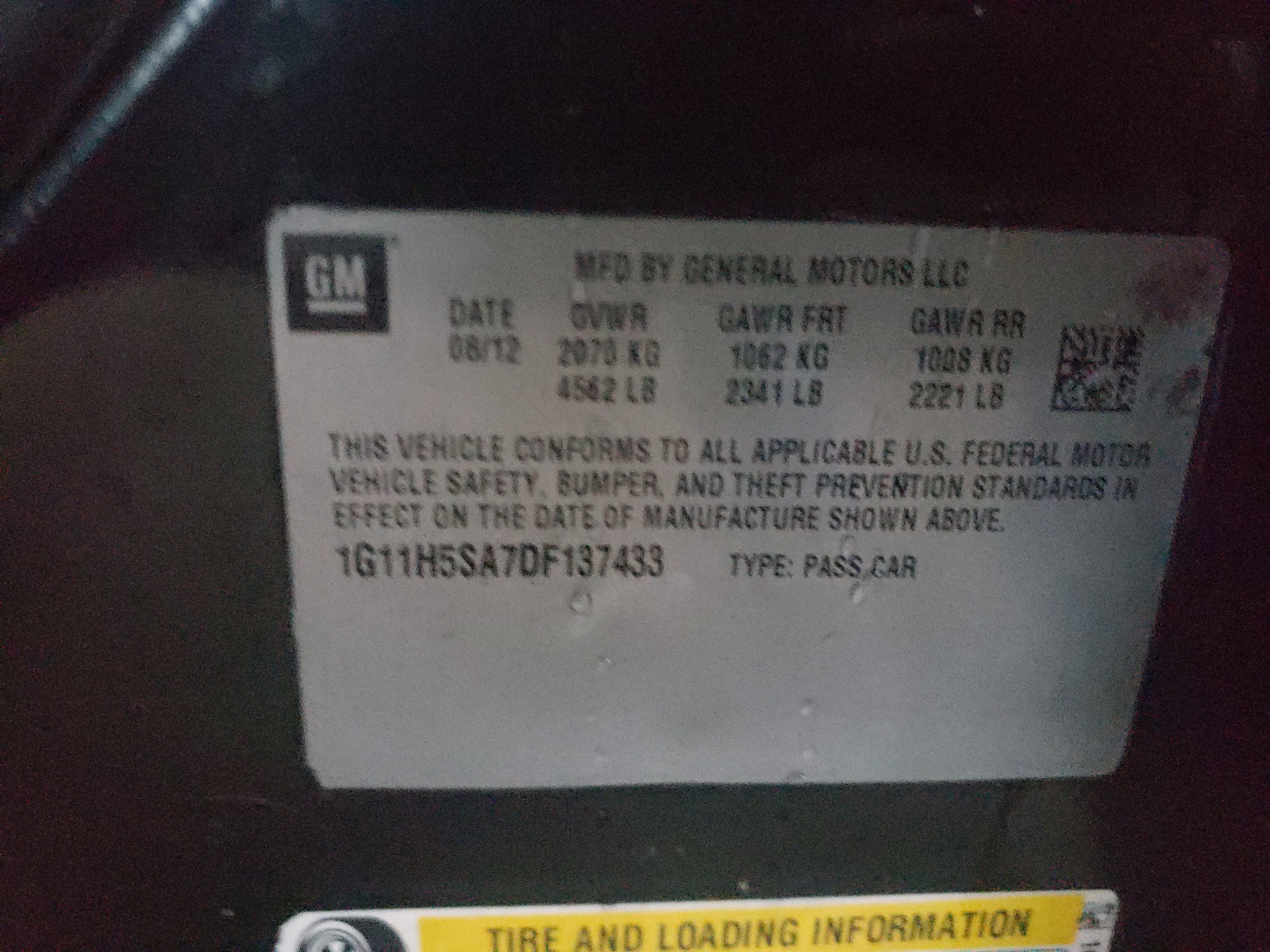 Photo 10 from auction – 2013 CHEVROLET MALIBU LTZ with VIN 1G11H5SA7DF137433