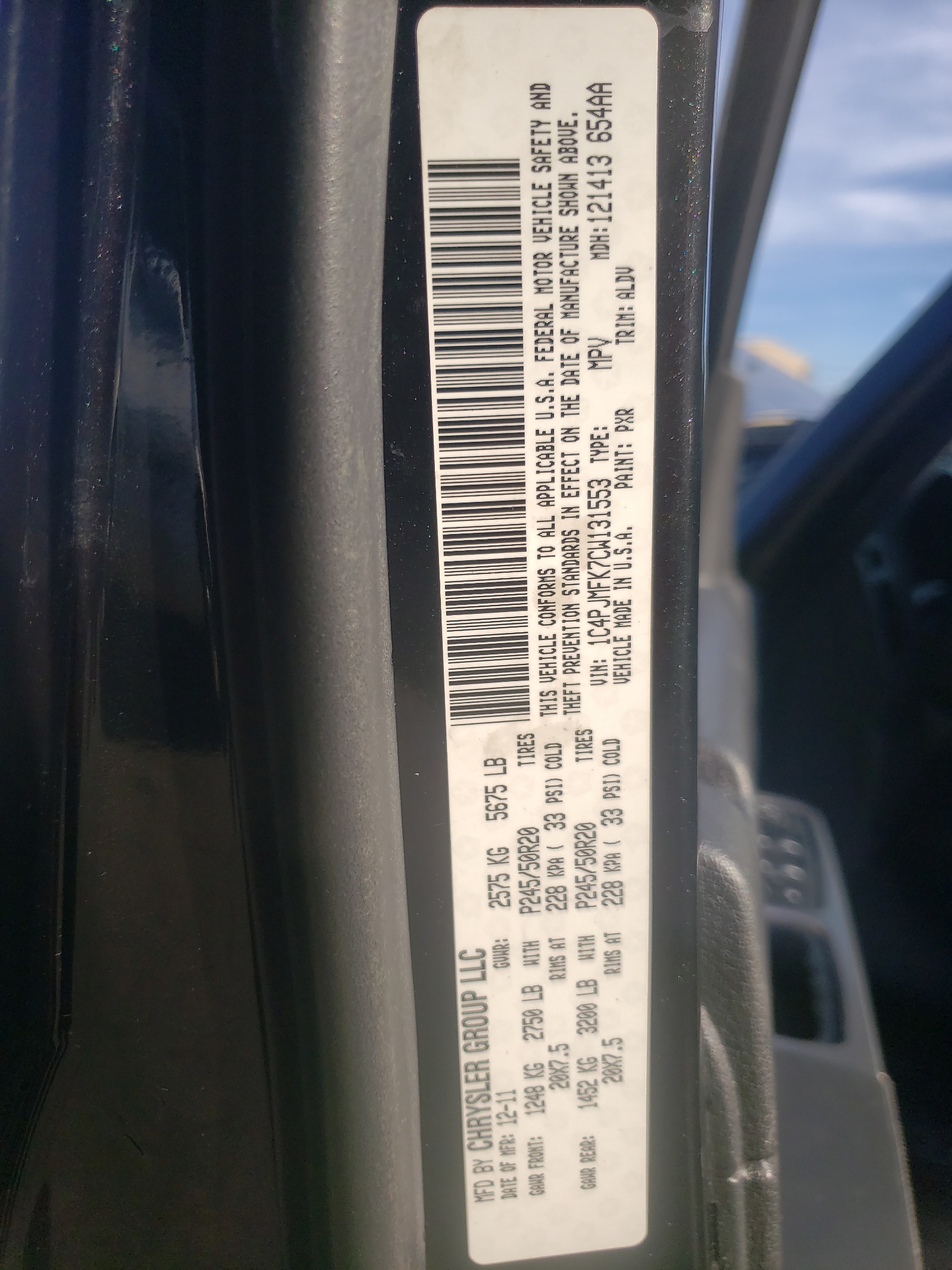 Photo 10 from auction – 2012 JEEP LIBERTY JE with VIN 1C4PJMFK7CW131553